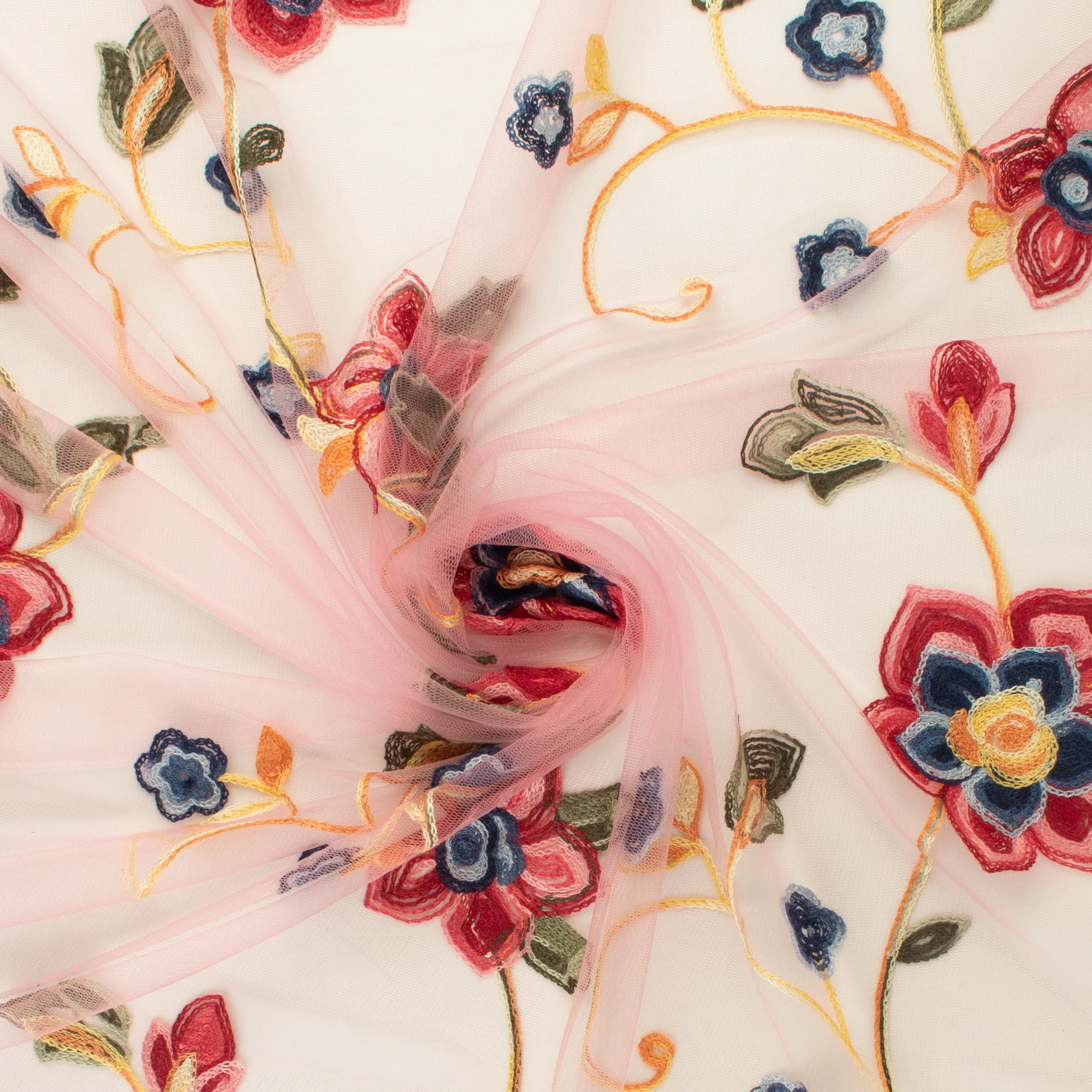 Embroidered Mesh - ELEGANZA - 004 - Pink - Image 2