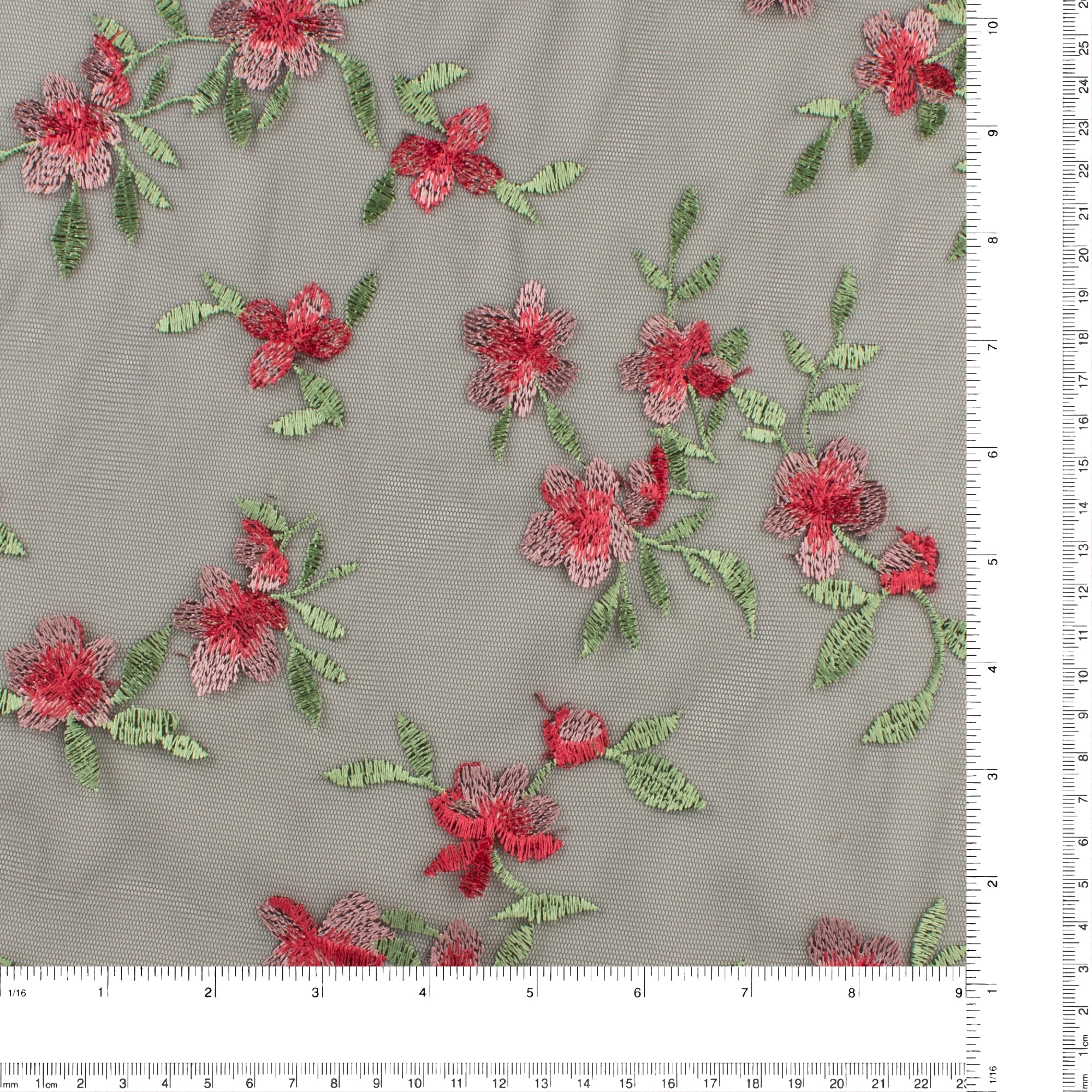 Embroidered Mesh - ELEGANZA - 006 - Black & Red - Image 3
