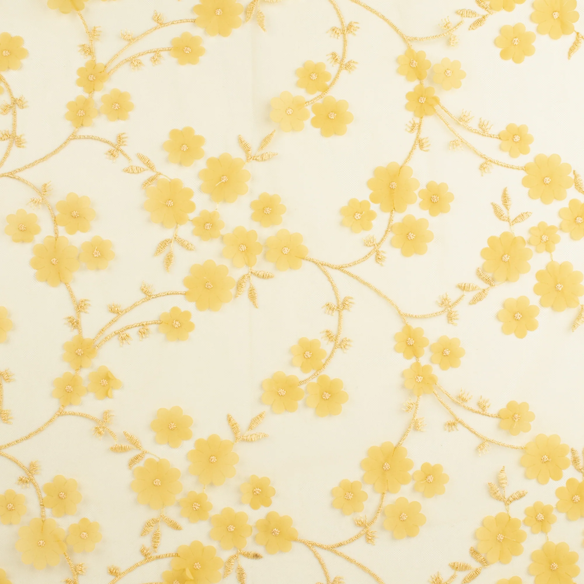 Embroidered mesh - WHIMSICAL - 005 - Yellow