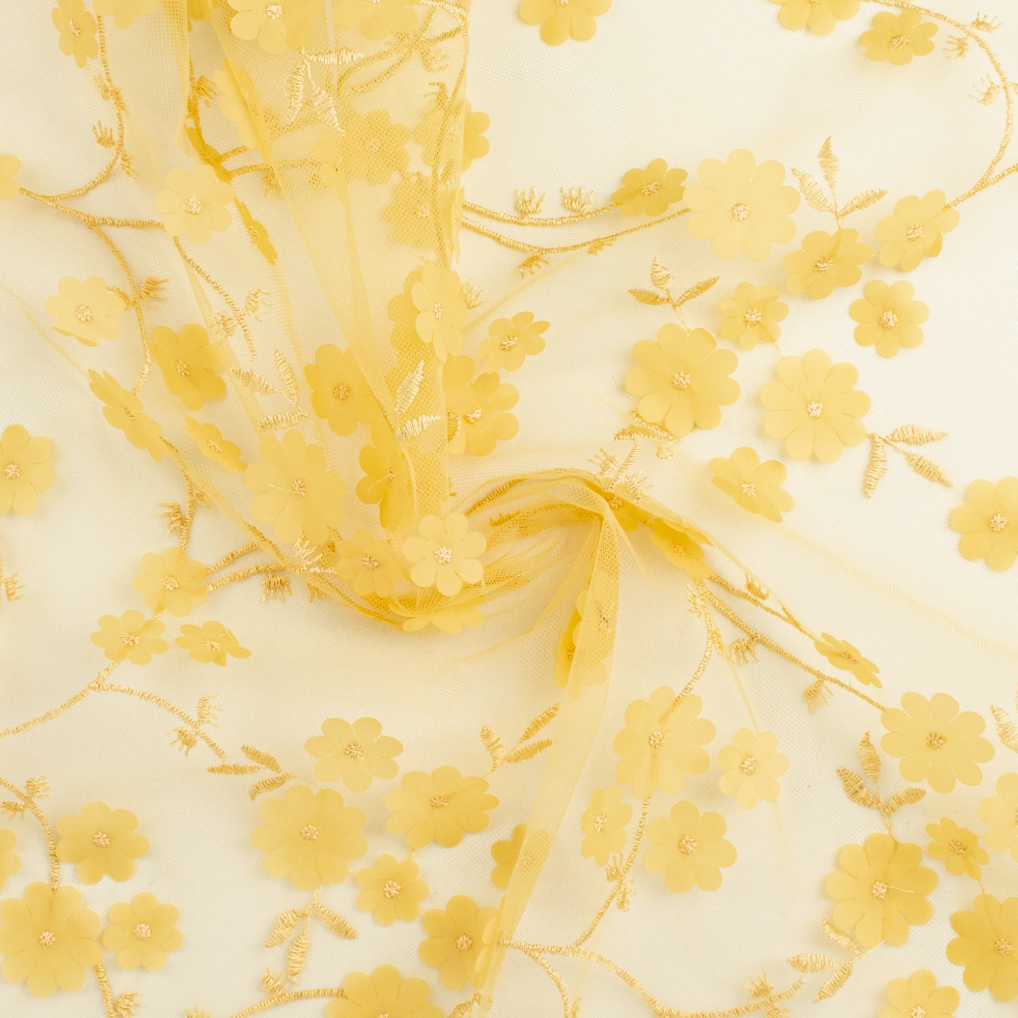 Embroidered mesh - WHIMSICAL - 005 - Yellow - Image 2