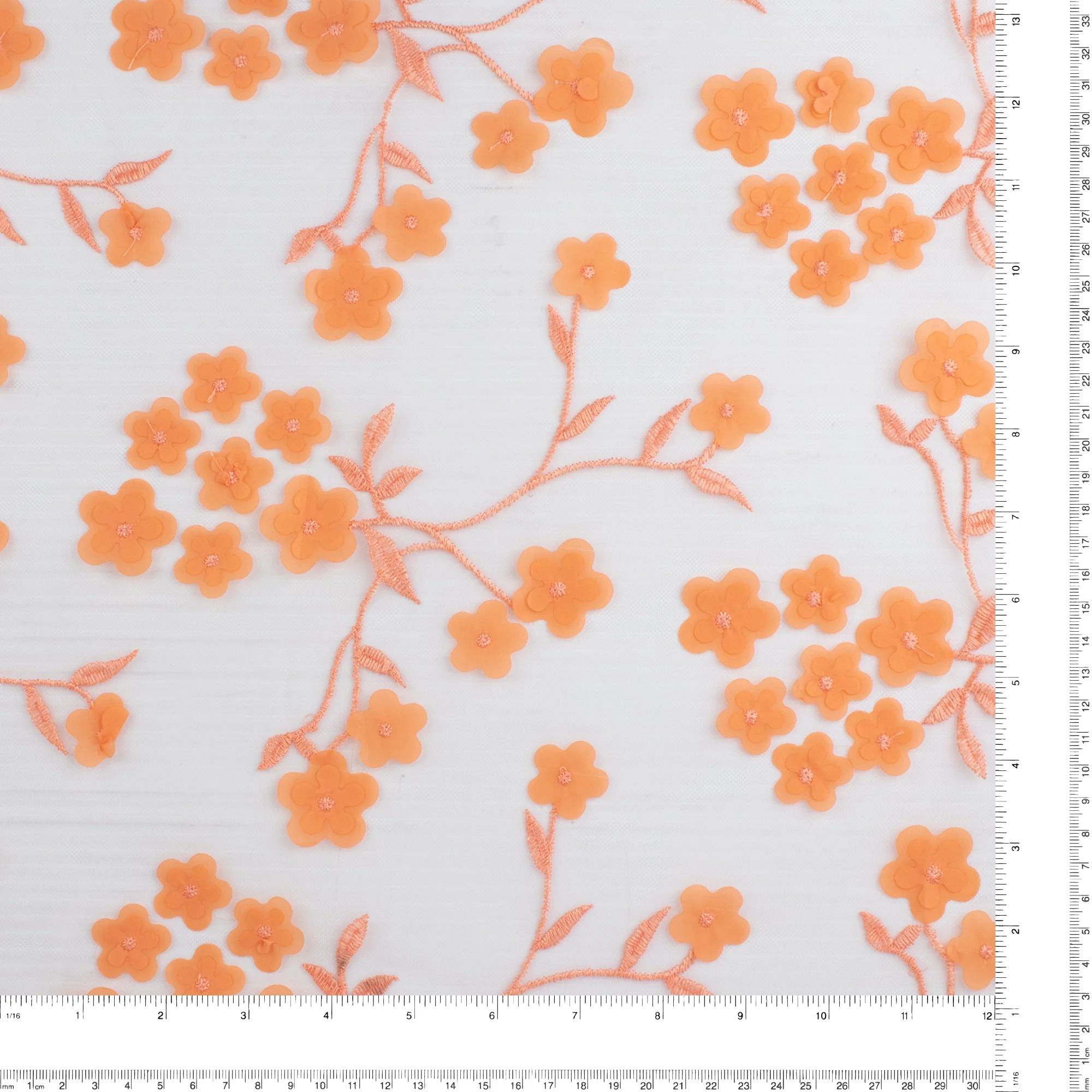 Embroidered mesh - WHIMSICAL - 007 - Orange - Image 3
