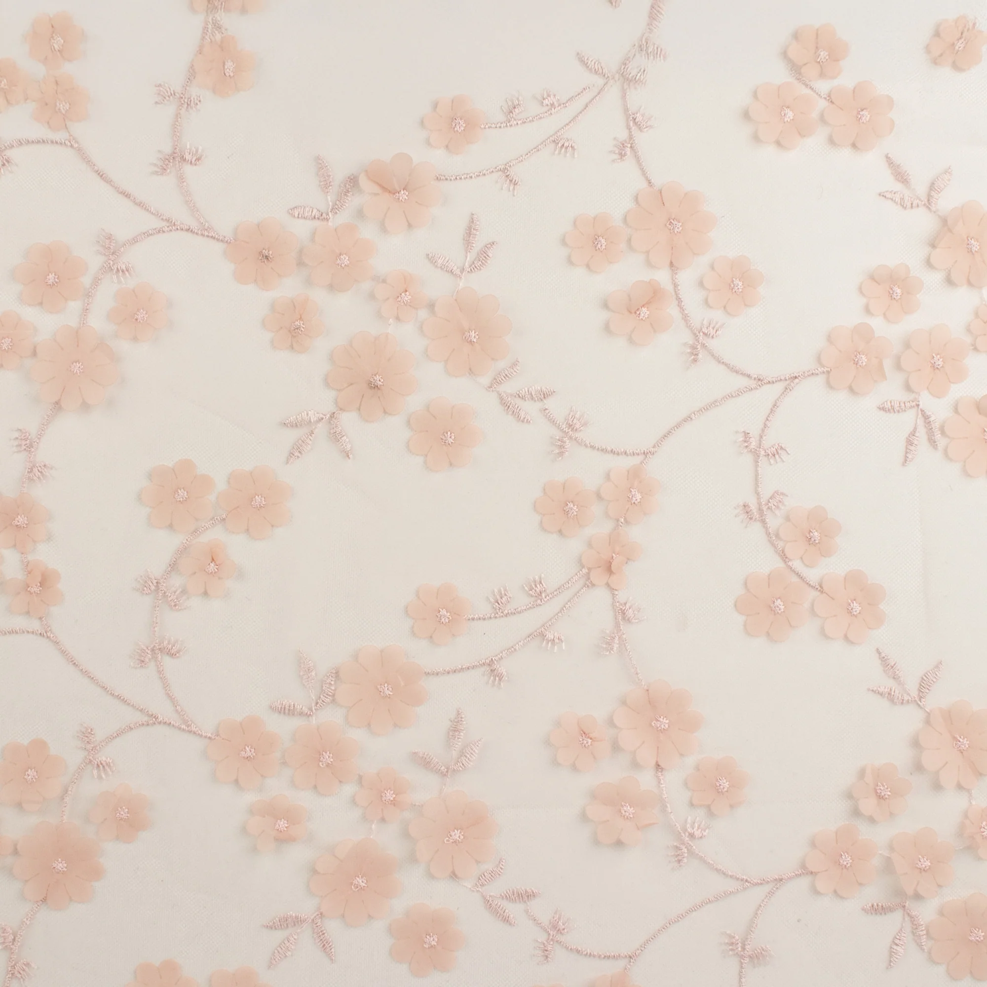 Embroidered mesh - WHIMSICAL - 009 - Light Pink