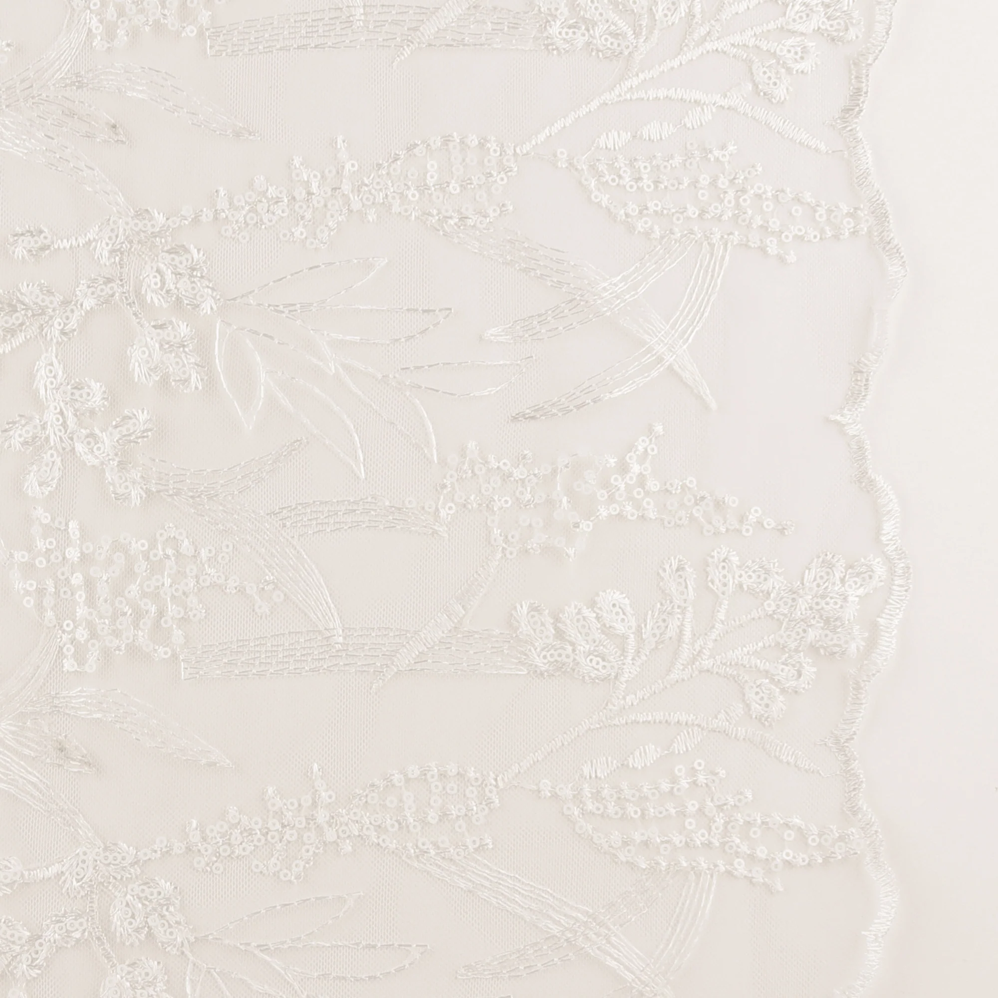 Embroidered Mesh With Sequins - BRIGITTE - 009 - White