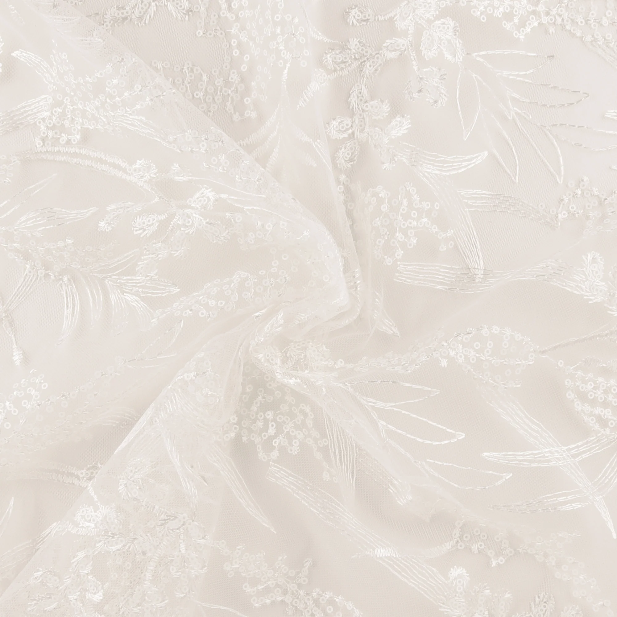 Embroidered Mesh With Sequins - BRIGITTE - 009 - White - Image 2