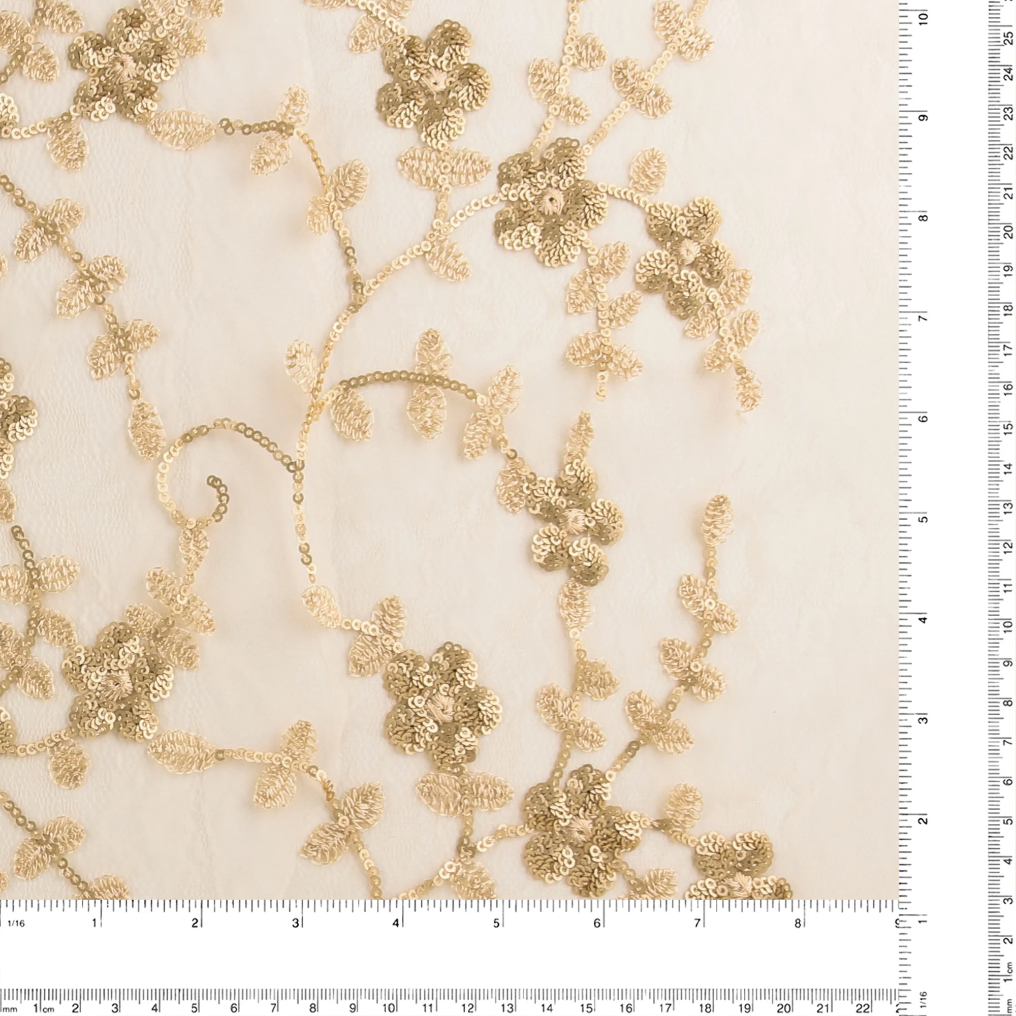 Embroidered Mesh With Sequins - BRIGITTE - 011 - Champagne - Image 3
