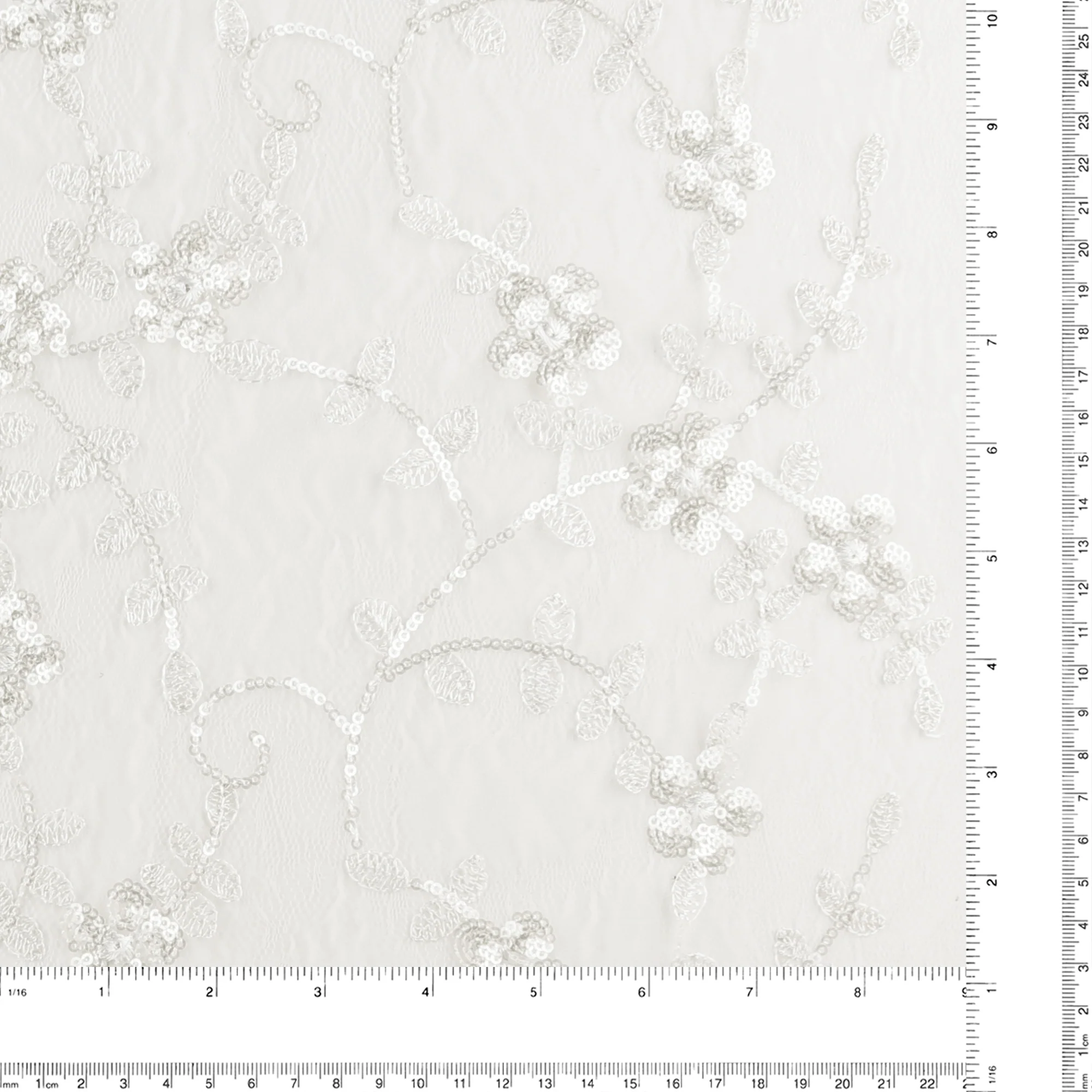 Embroidered Mesh With Sequins - BRIGITTE - 013 - White - Image 3