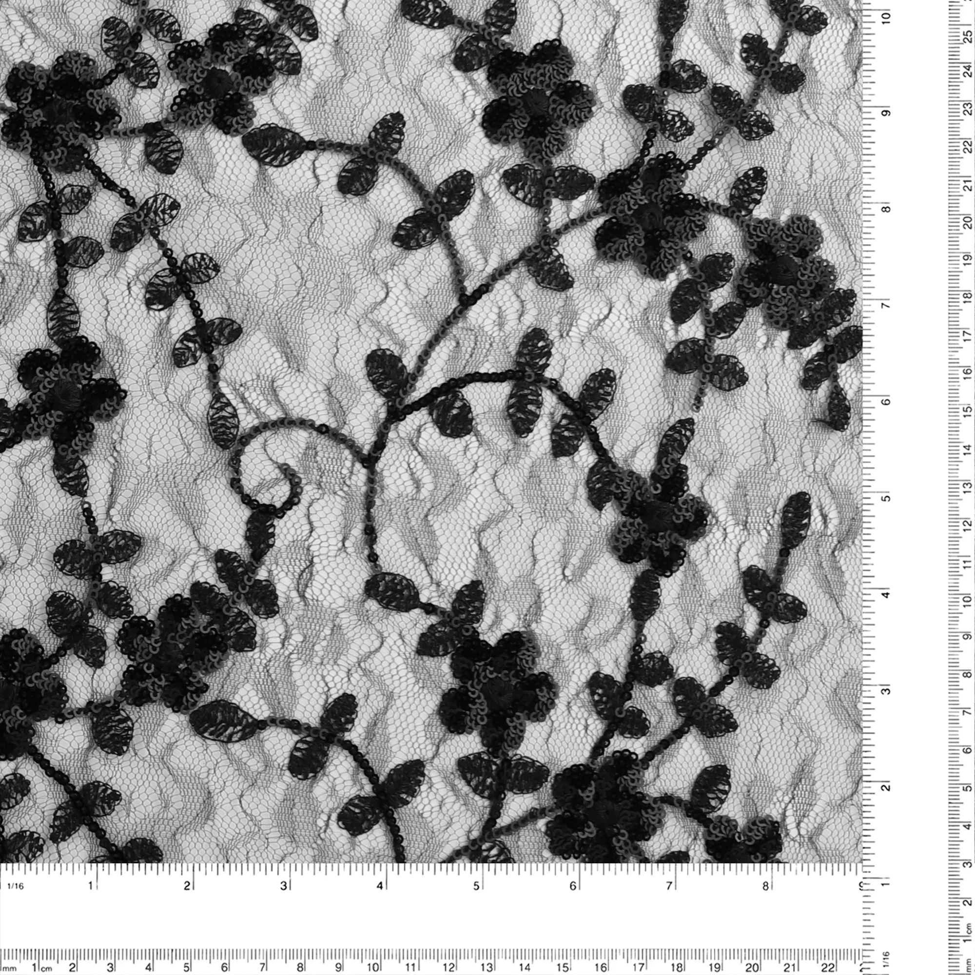 Embroidered Mesh With Sequins - BRIGITTE - 014 - Black - Image 3