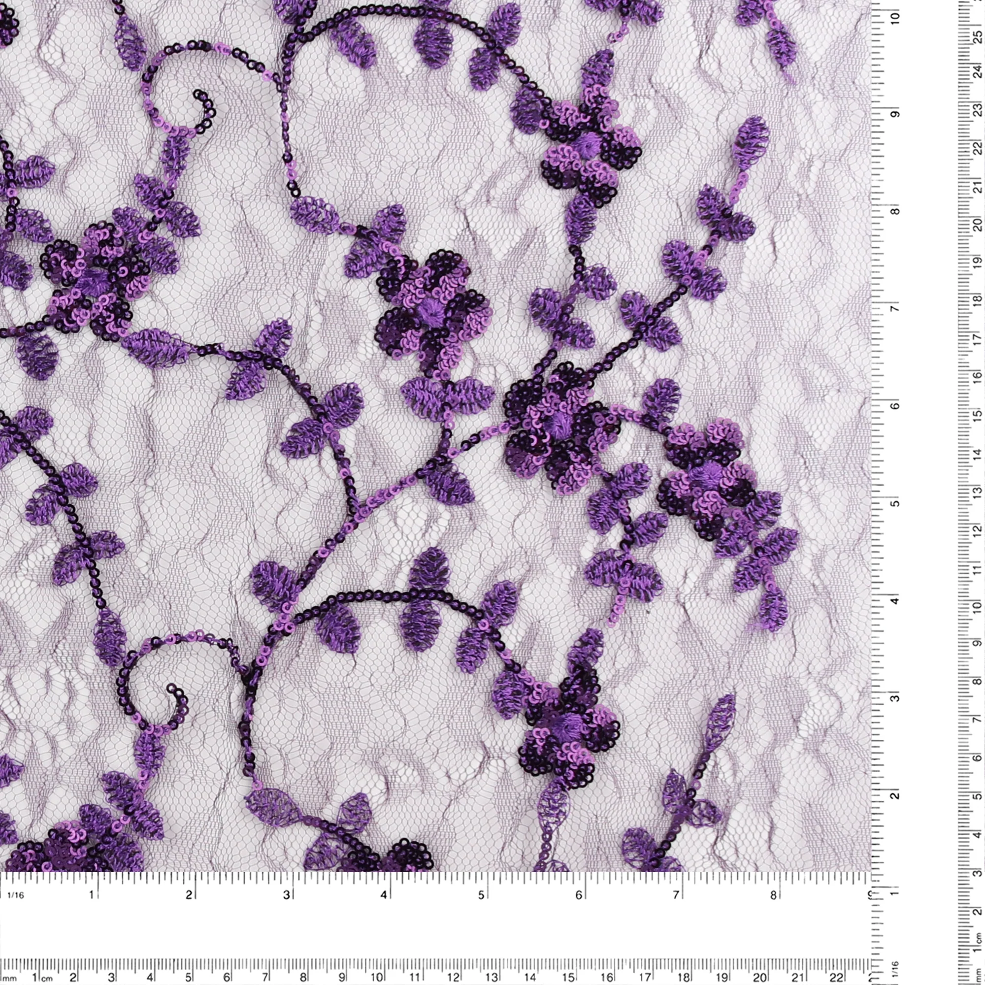 Embroidered Mesh With Sequins - BRIGITTE - 015 - Purple - Image 3