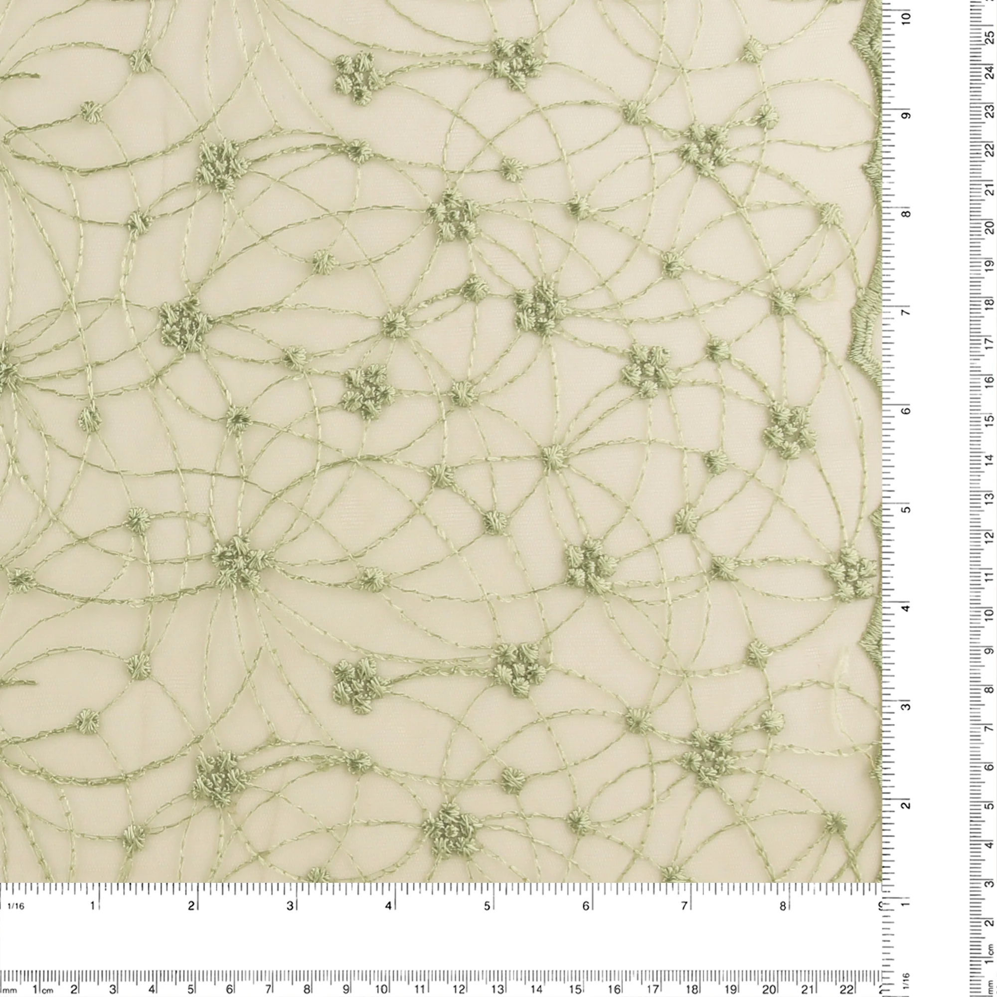 Embroidered Mesh With Sequins - BRIGITTE - 021 - Sage - Image 3