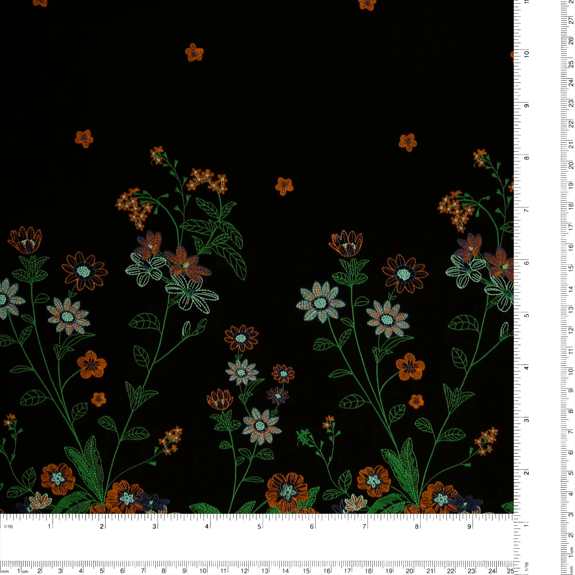 Embroidered Rayon Blend - IN BLOOM - 001 - Black - Image 3