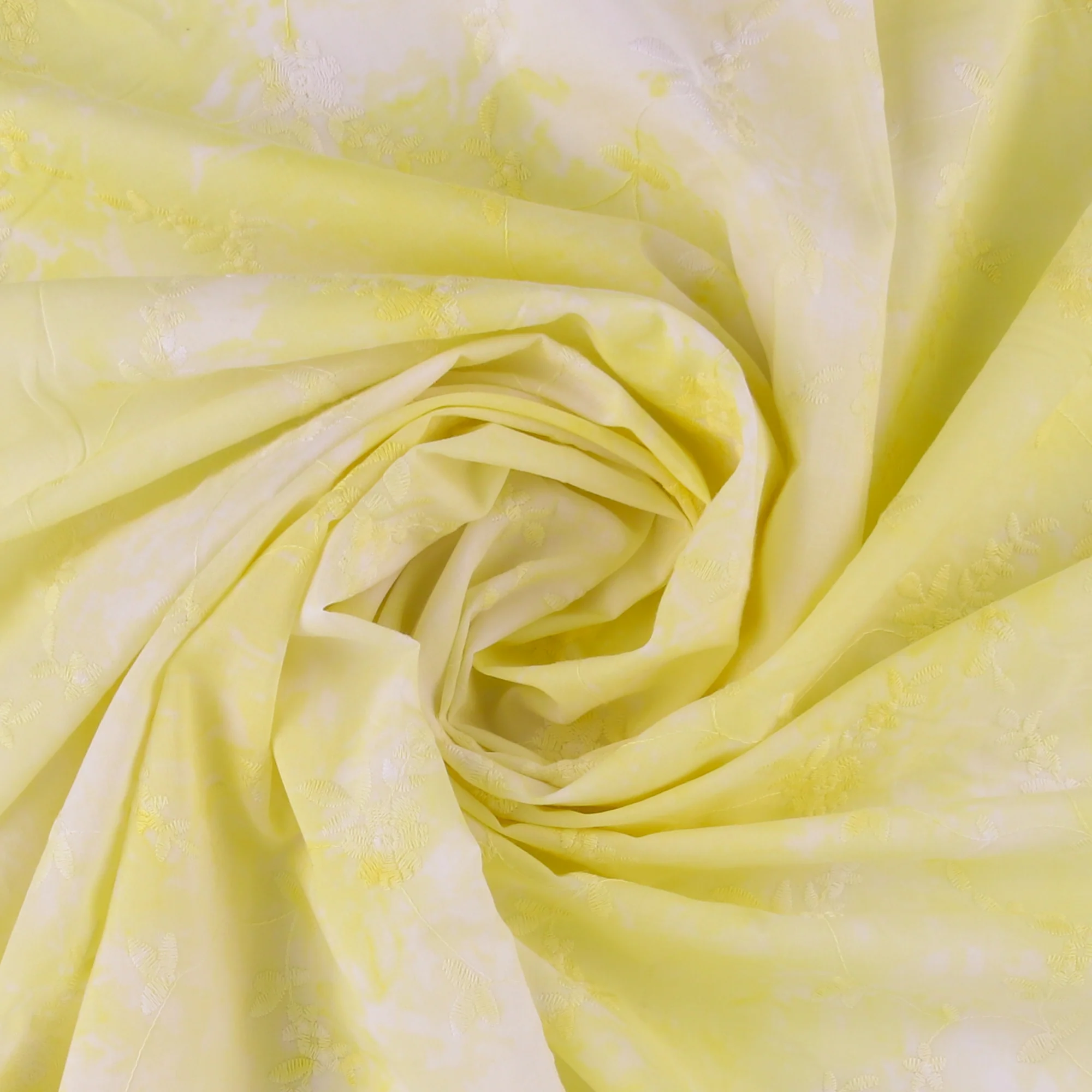 Embroidered Tie Dye Cotton - AVERY - 004 - Soft Banana - Image 2