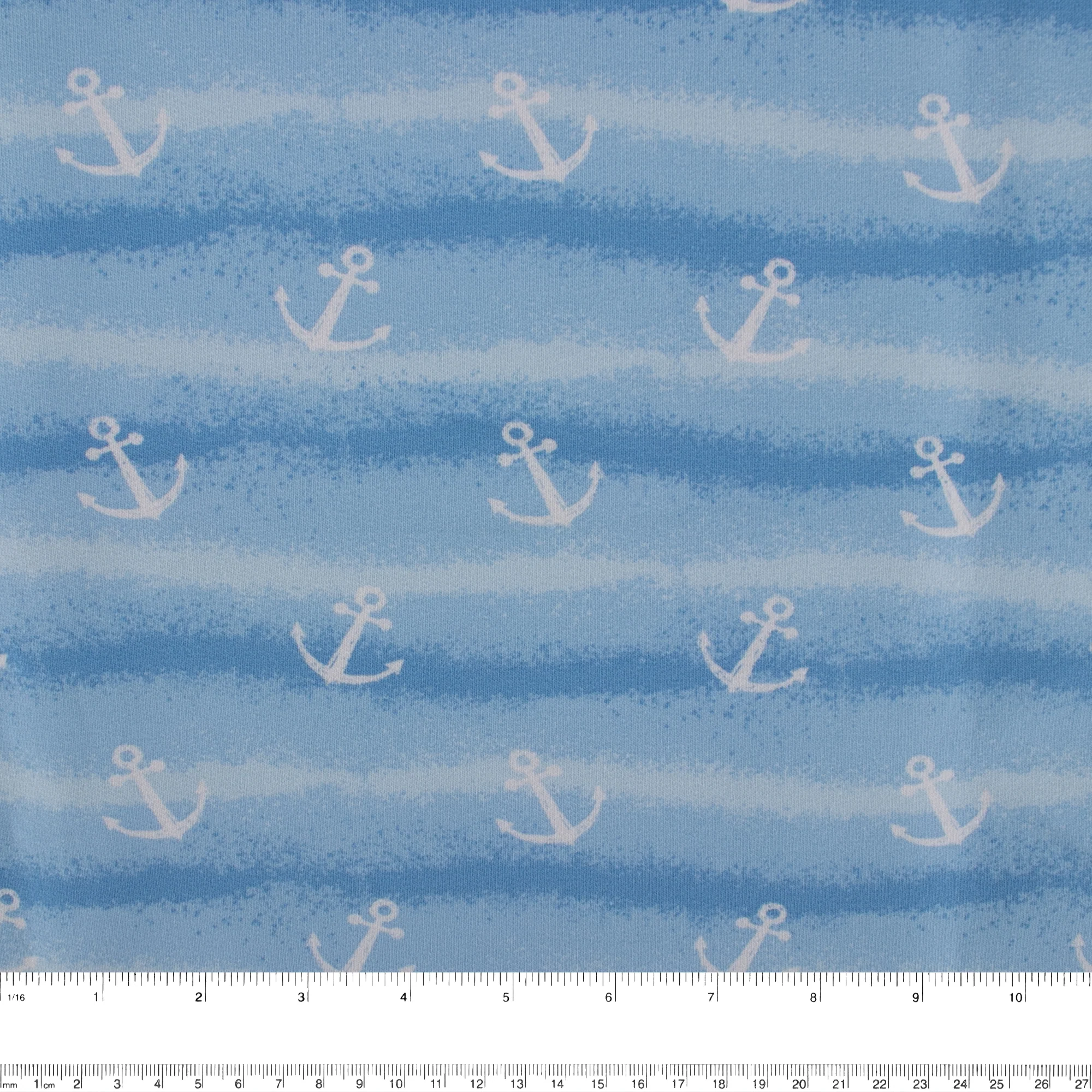 EUROPEAN - Cotton French Terry Print - Anchor - Blue - Image 3