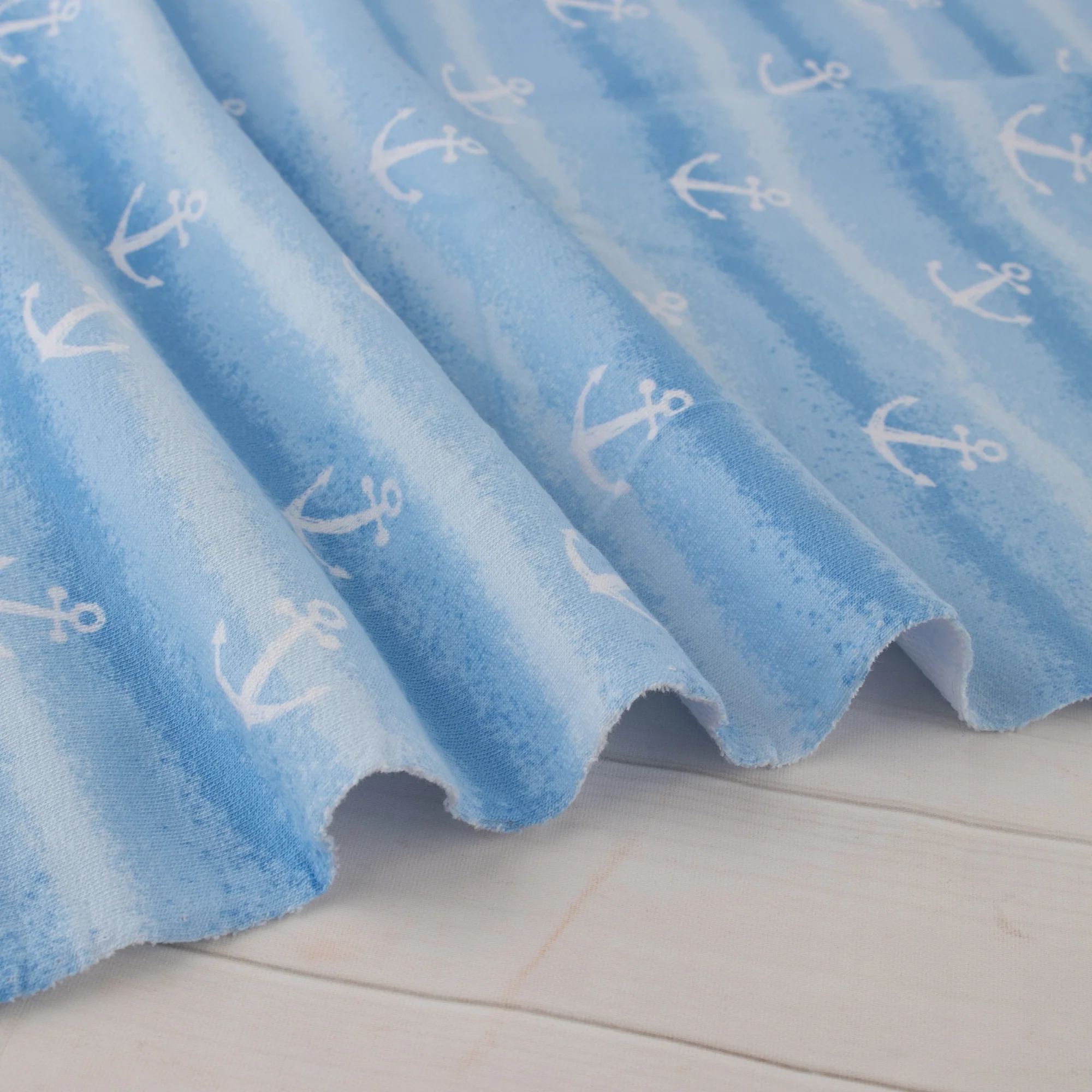 EUROPEAN - Cotton French Terry Print - Anchor - Blue - Image 4