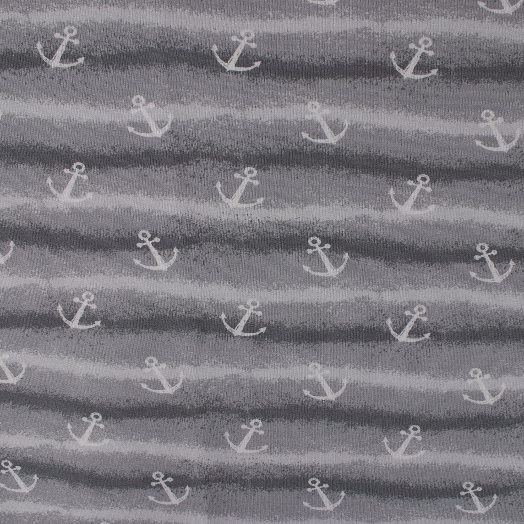 EUROPEAN - Cotton French Terry Print  - Anchor - Grey