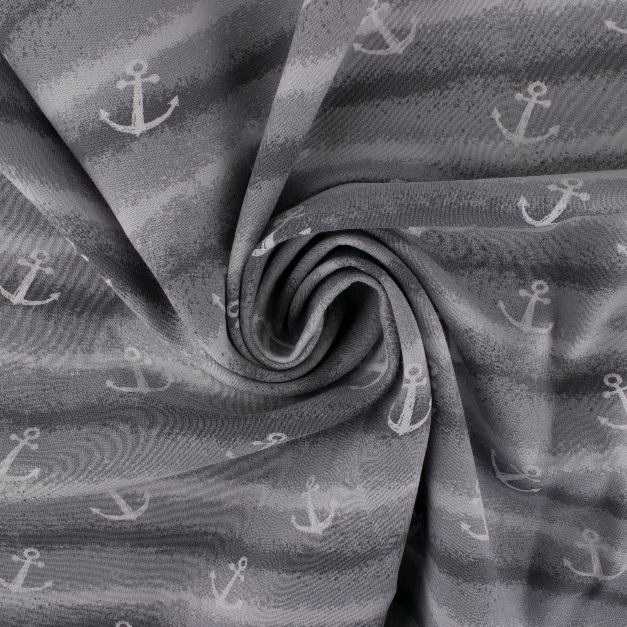 EUROPEAN - Cotton French Terry Print  - Anchor - Grey - Image 2