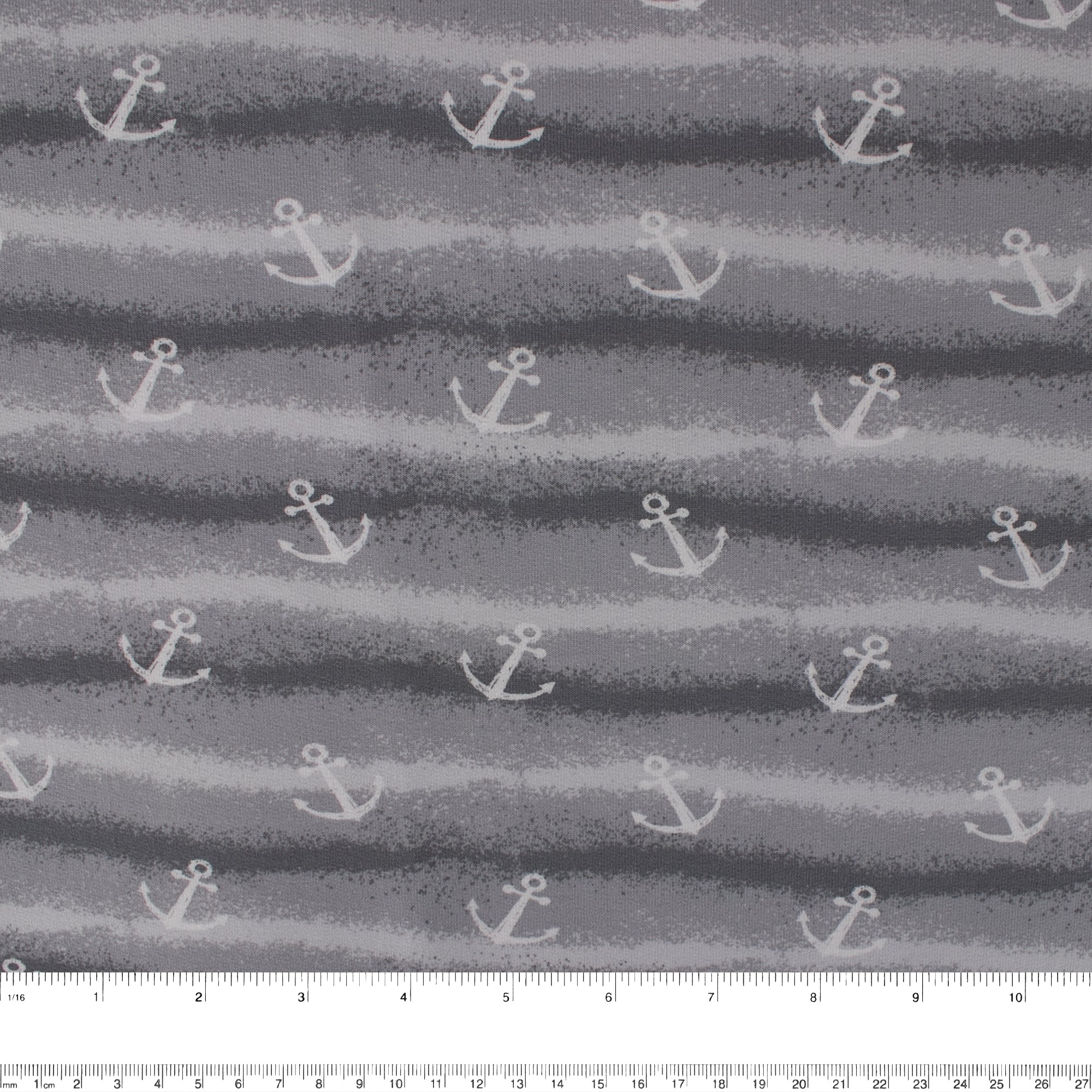 EUROPEAN - Cotton French Terry Print  - Anchor - Grey - Image 3