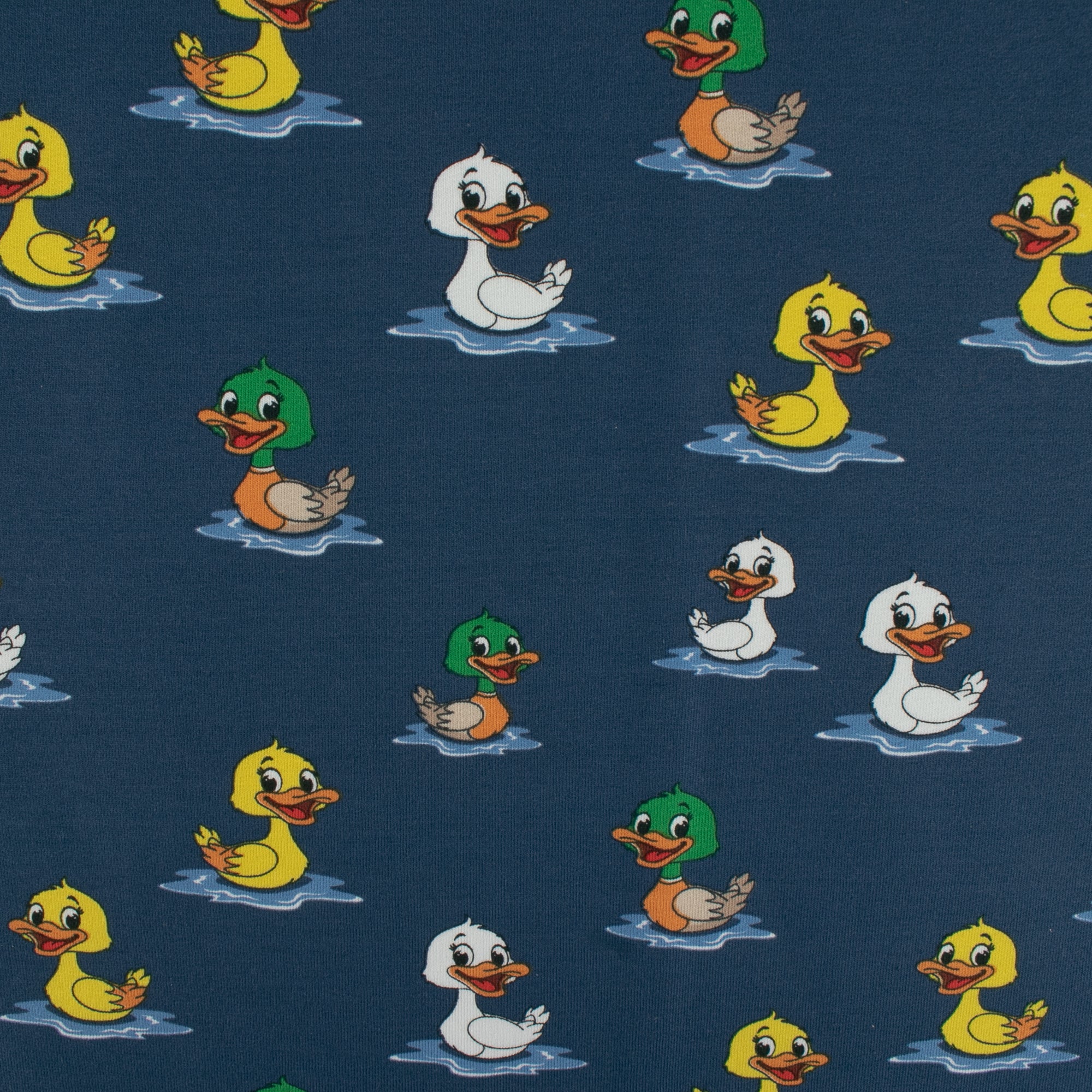 EUROPEAN - Cotton French Terry Print - Duck - Navy