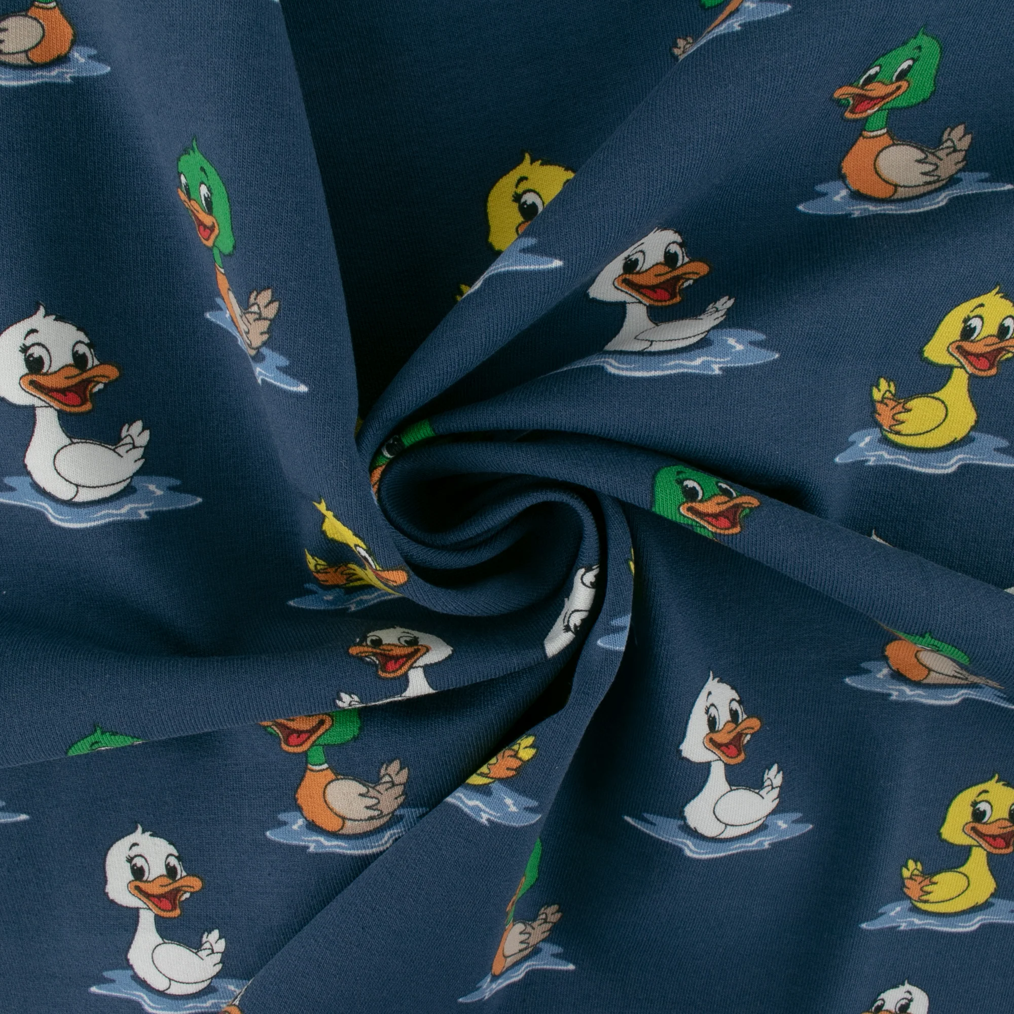 EUROPEAN - Cotton French Terry Print - Duck - Navy - Image 2
