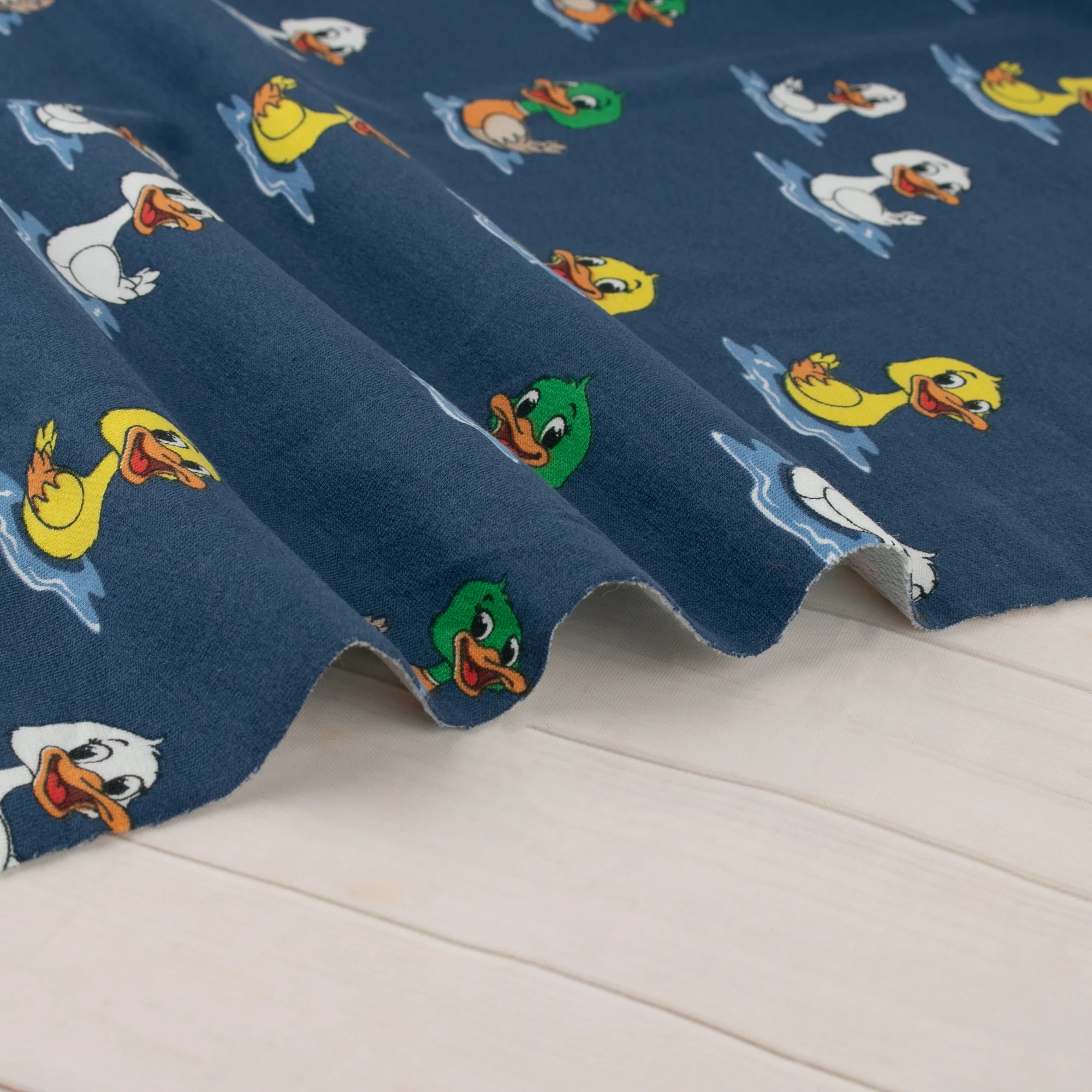 EUROPEAN - Cotton French Terry Print - Duck - Navy - Image 4