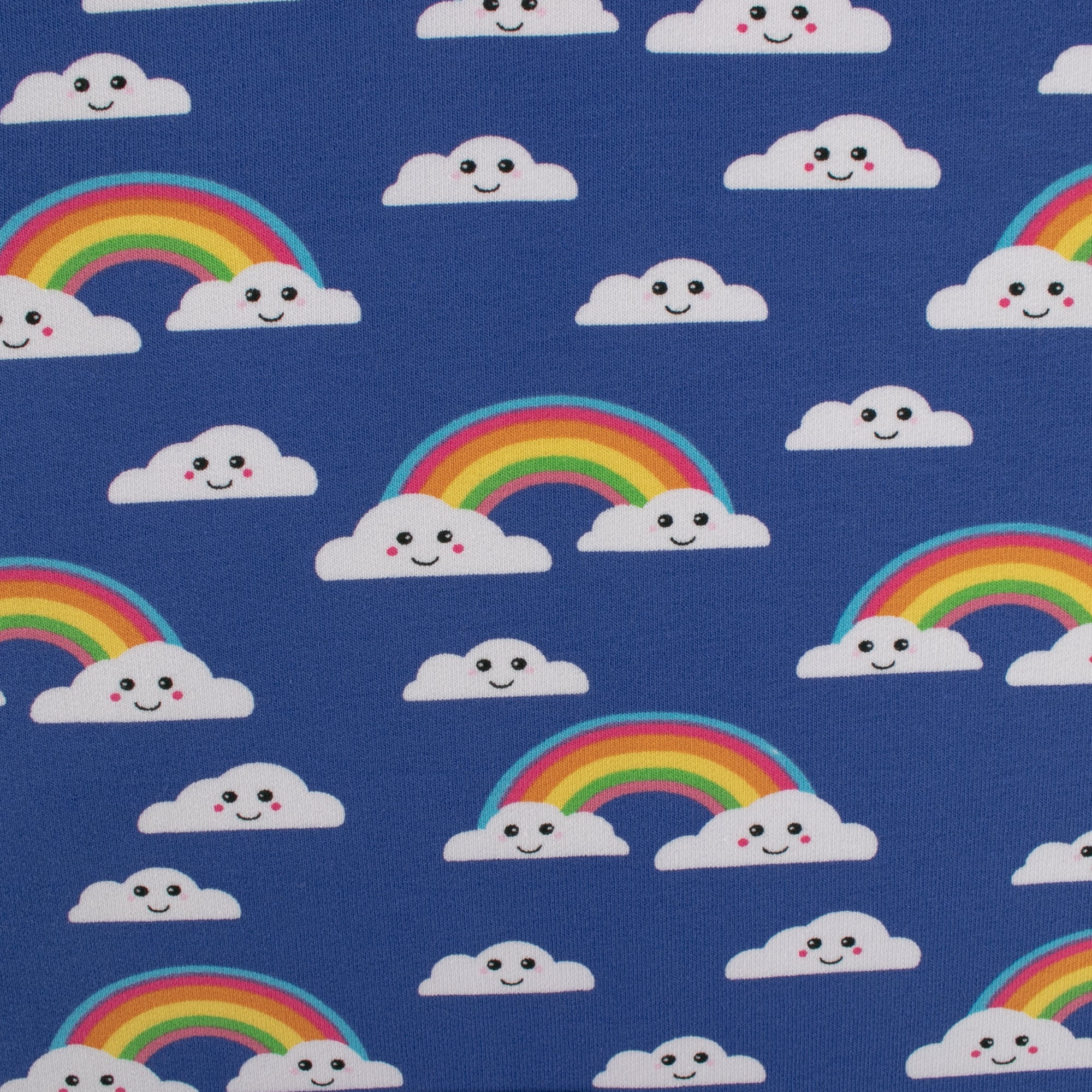 EUROPEAN - Cotton French Terry Print  - Rainbow - Navy