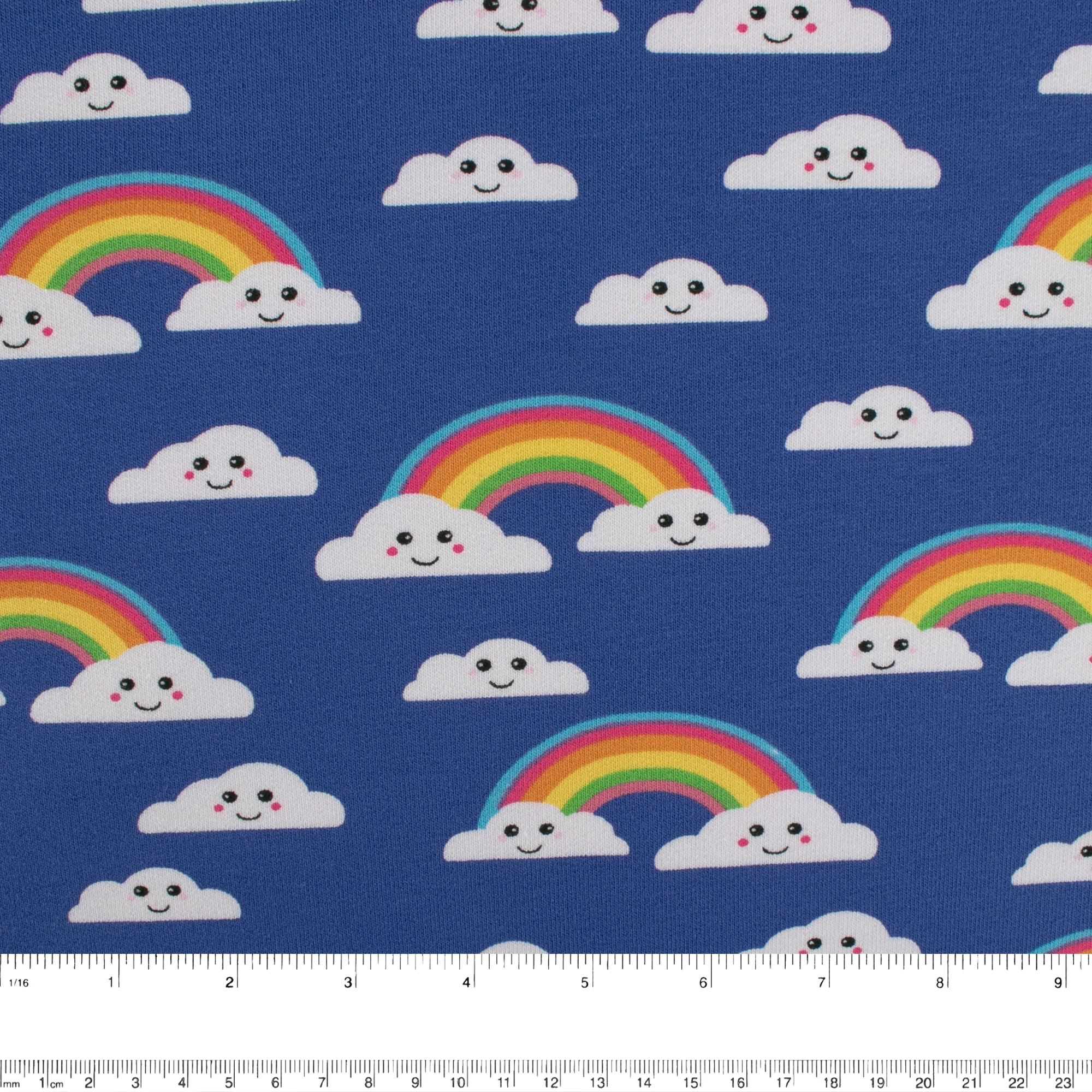 EUROPEAN - Cotton French Terry Print  - Rainbow - Navy - Image 3