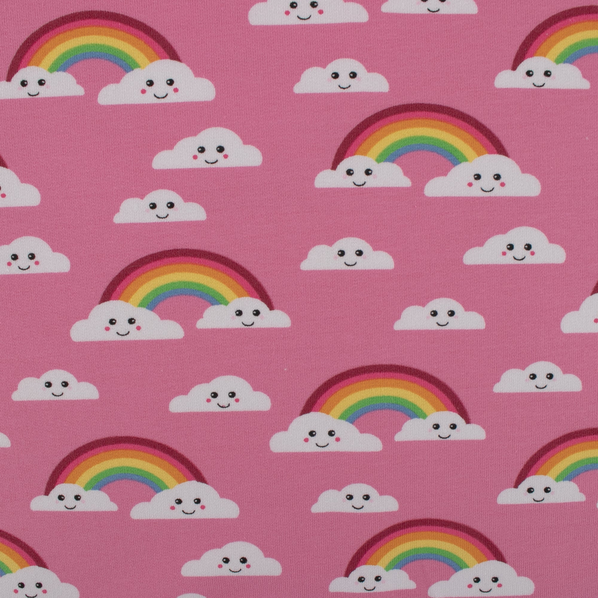 EUROPEAN - Cotton French Terry Print - Rainbow - Pink