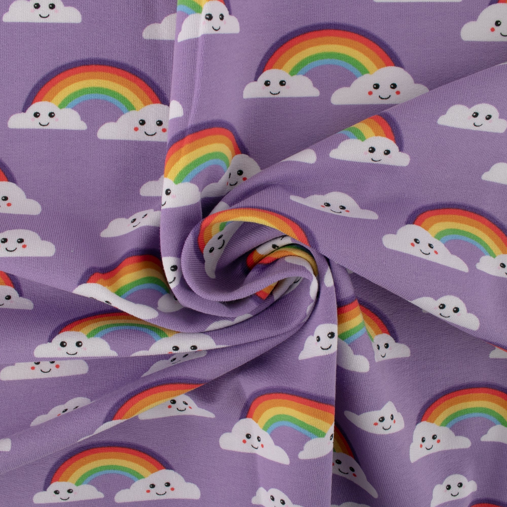 EUROPEAN - Cotton French Terry Print - Rainbow - Purple - Image 2