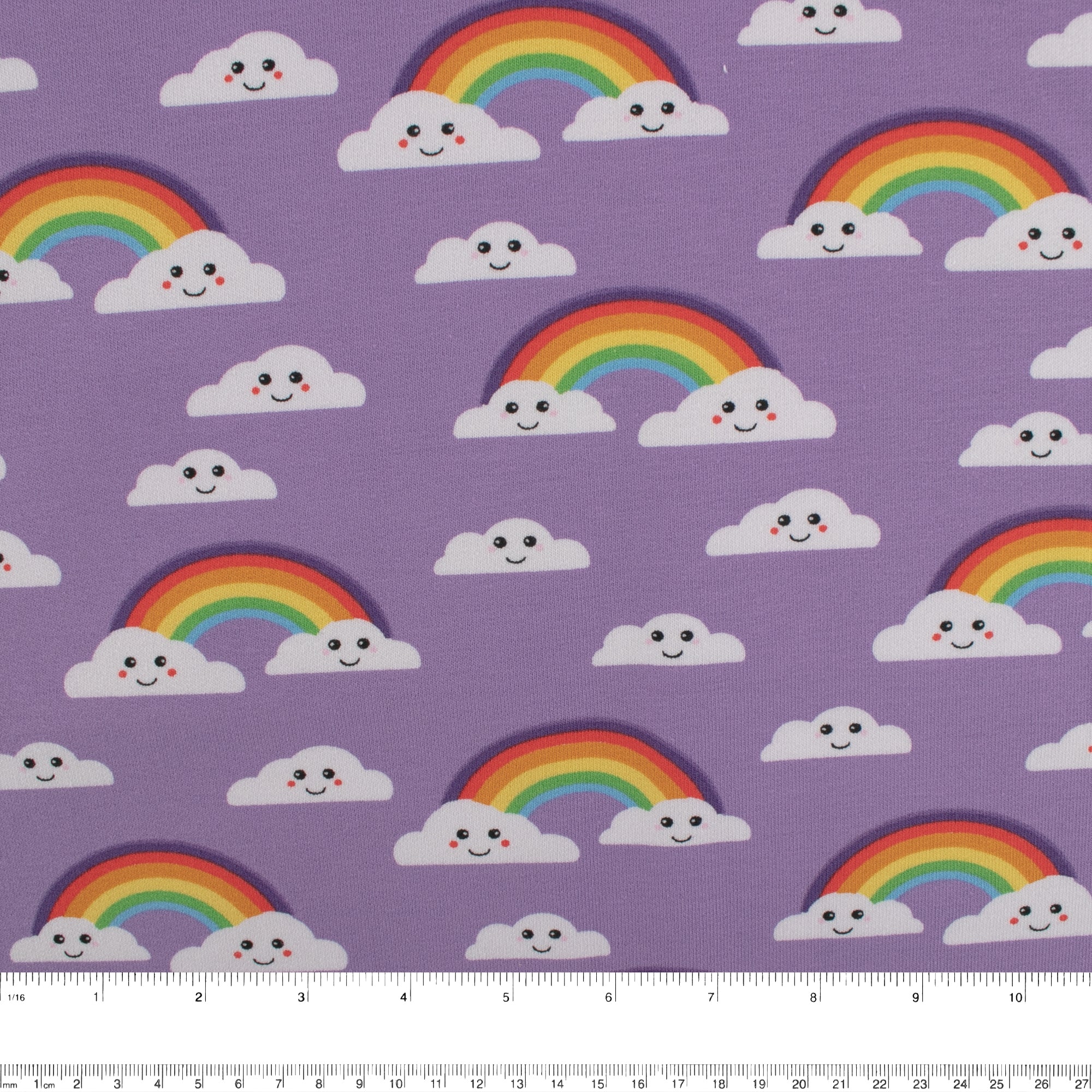 EUROPEAN - Cotton French Terry Print - Rainbow - Purple - Image 3