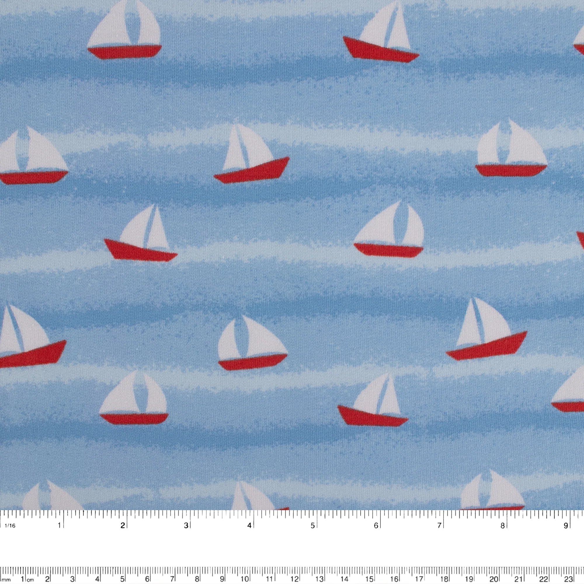 EUROPEAN - Cotton French Terry Print  - Sailboat - Blue - Image 3