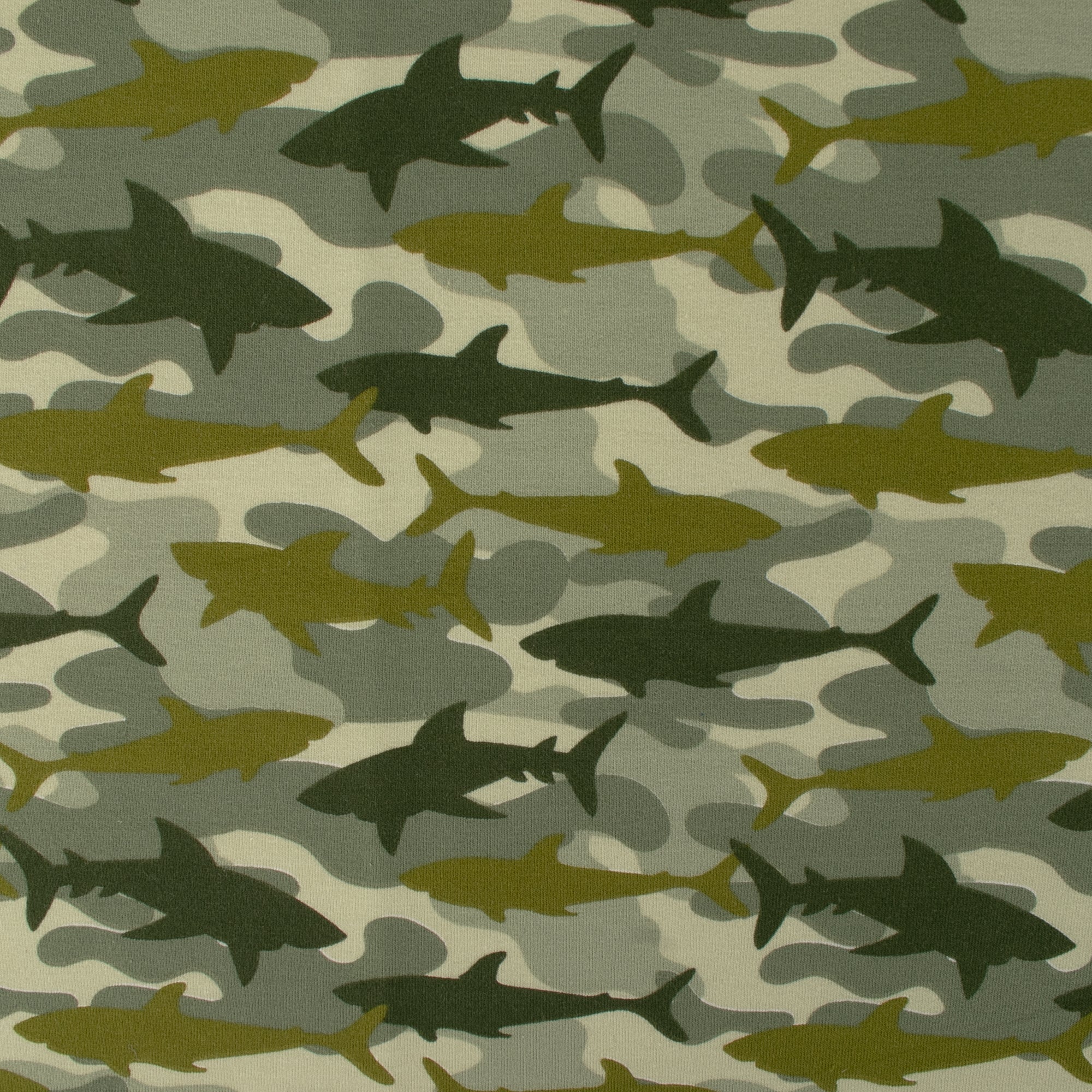 EUROPEAN - Cotton French Terry Print - Shark - Green