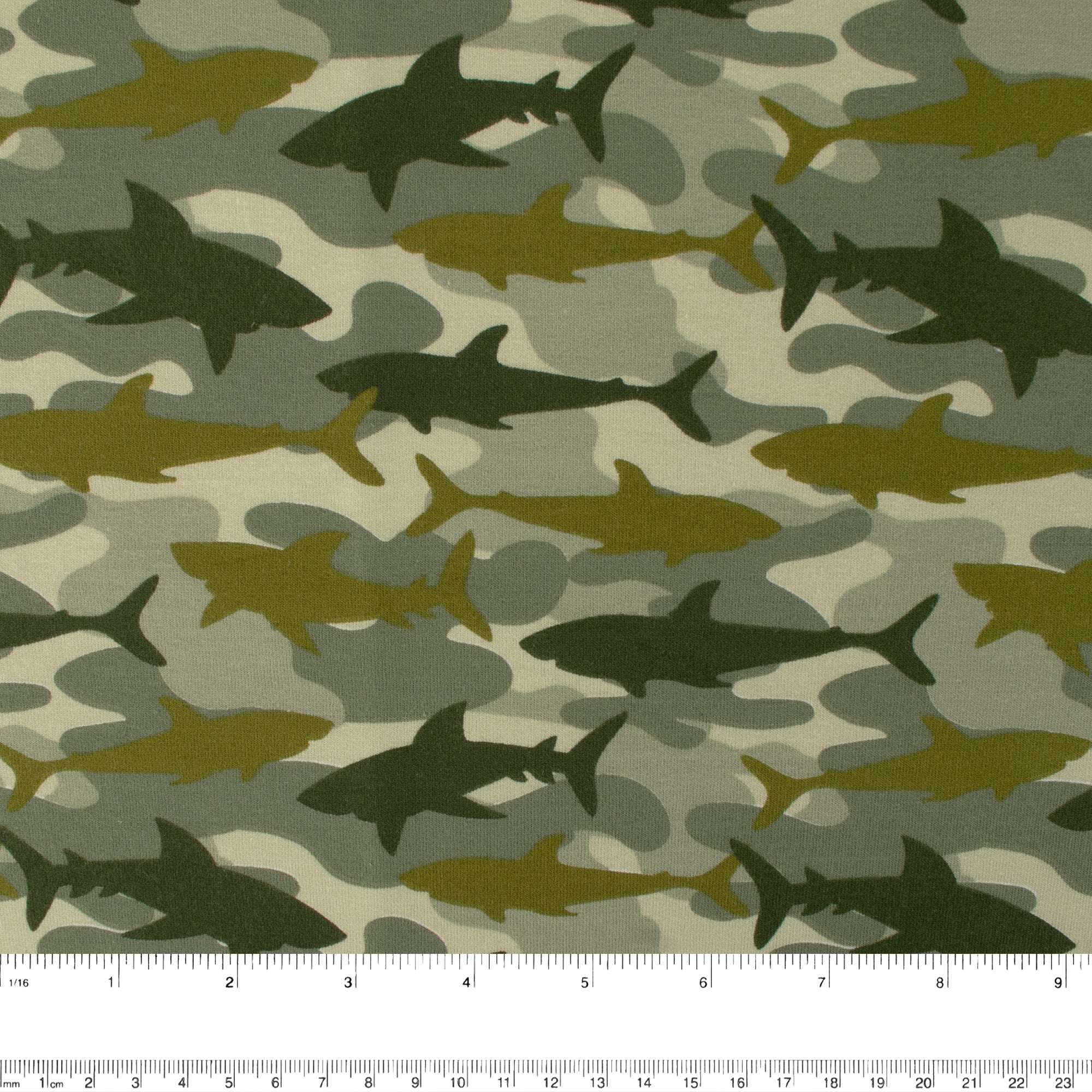 EUROPEAN - Cotton French Terry Print - Shark - Green - Image 3