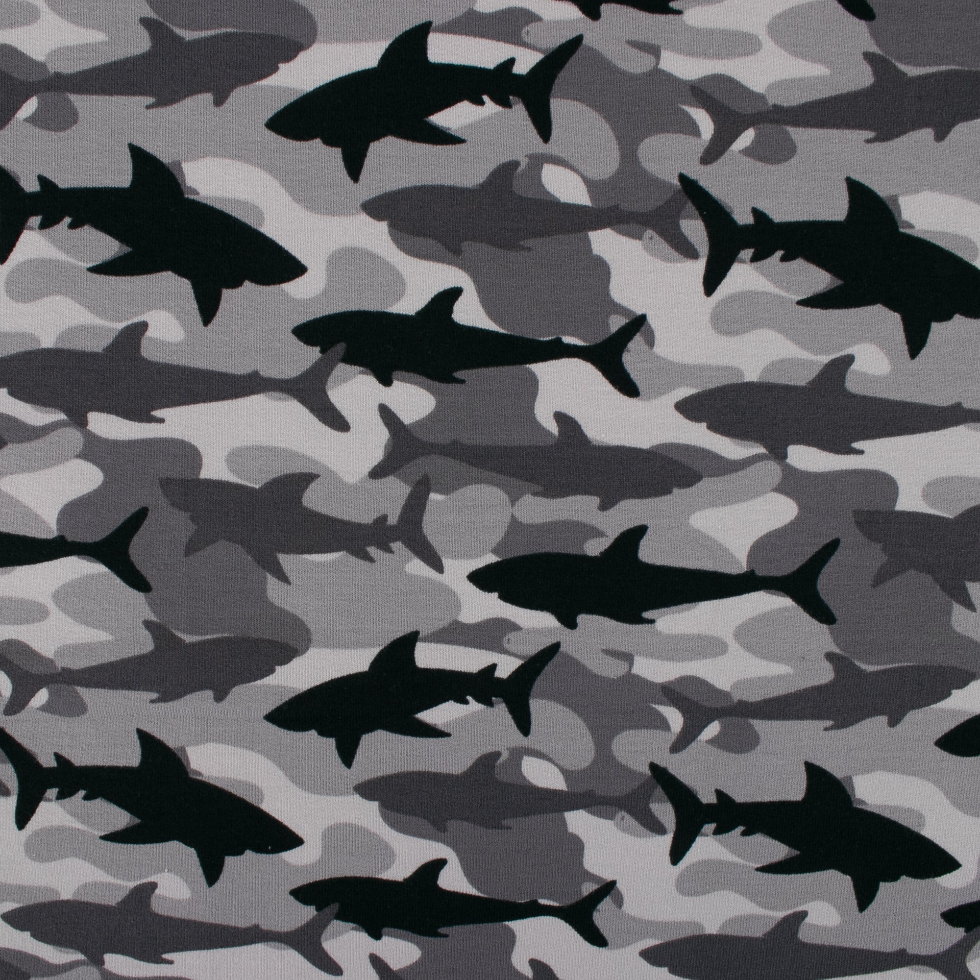 EUROPEAN - Cotton French Terry Print  - Shark - Grey
