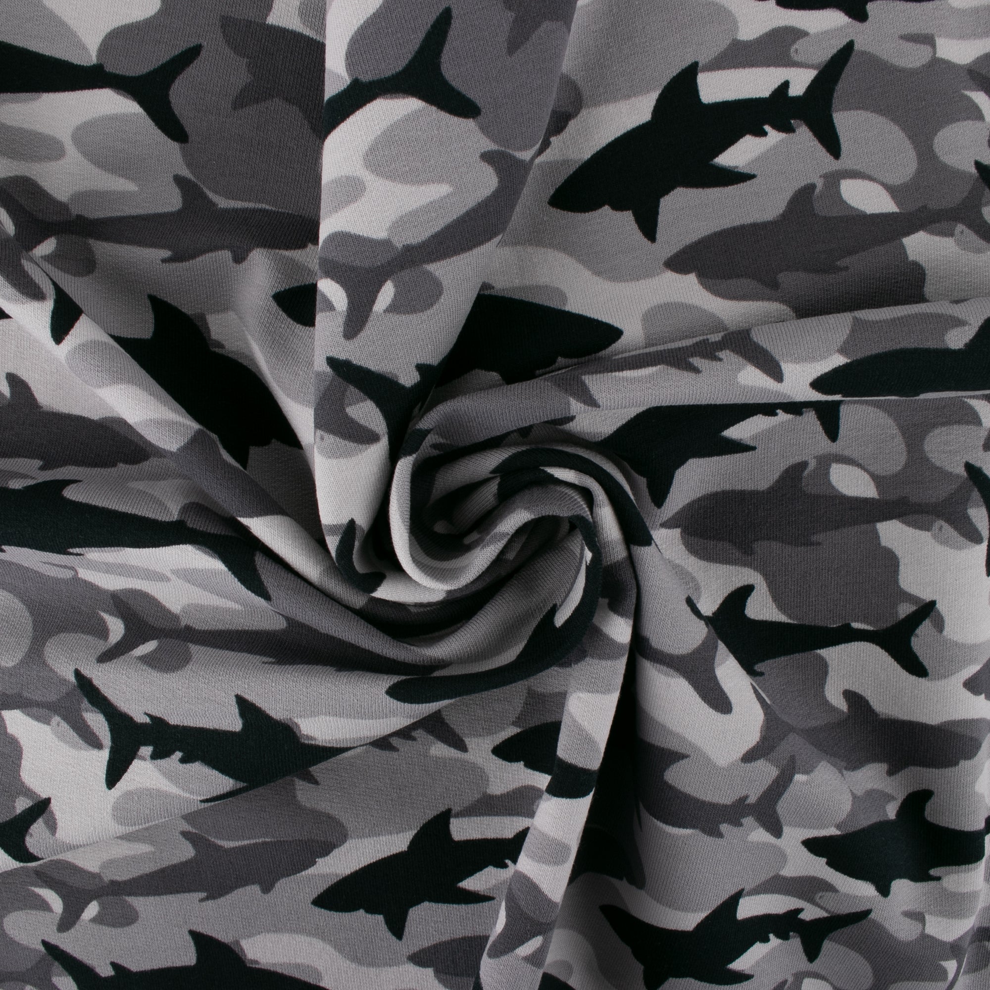 EUROPEAN - Cotton French Terry Print  - Shark - Grey - Image 2
