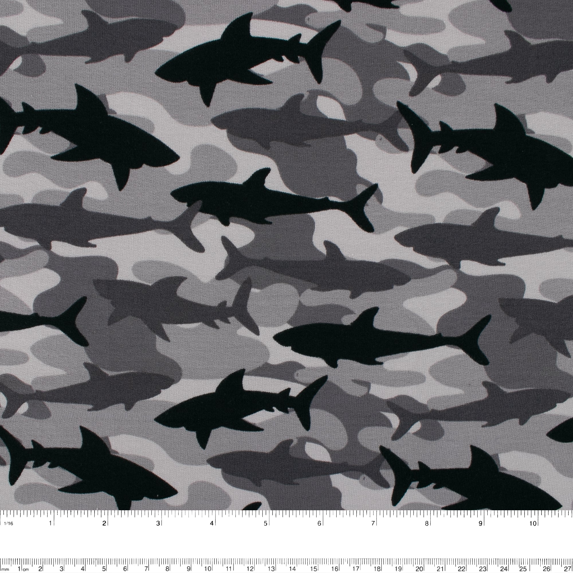 EUROPEAN - Cotton French Terry Print  - Shark - Grey - Image 3