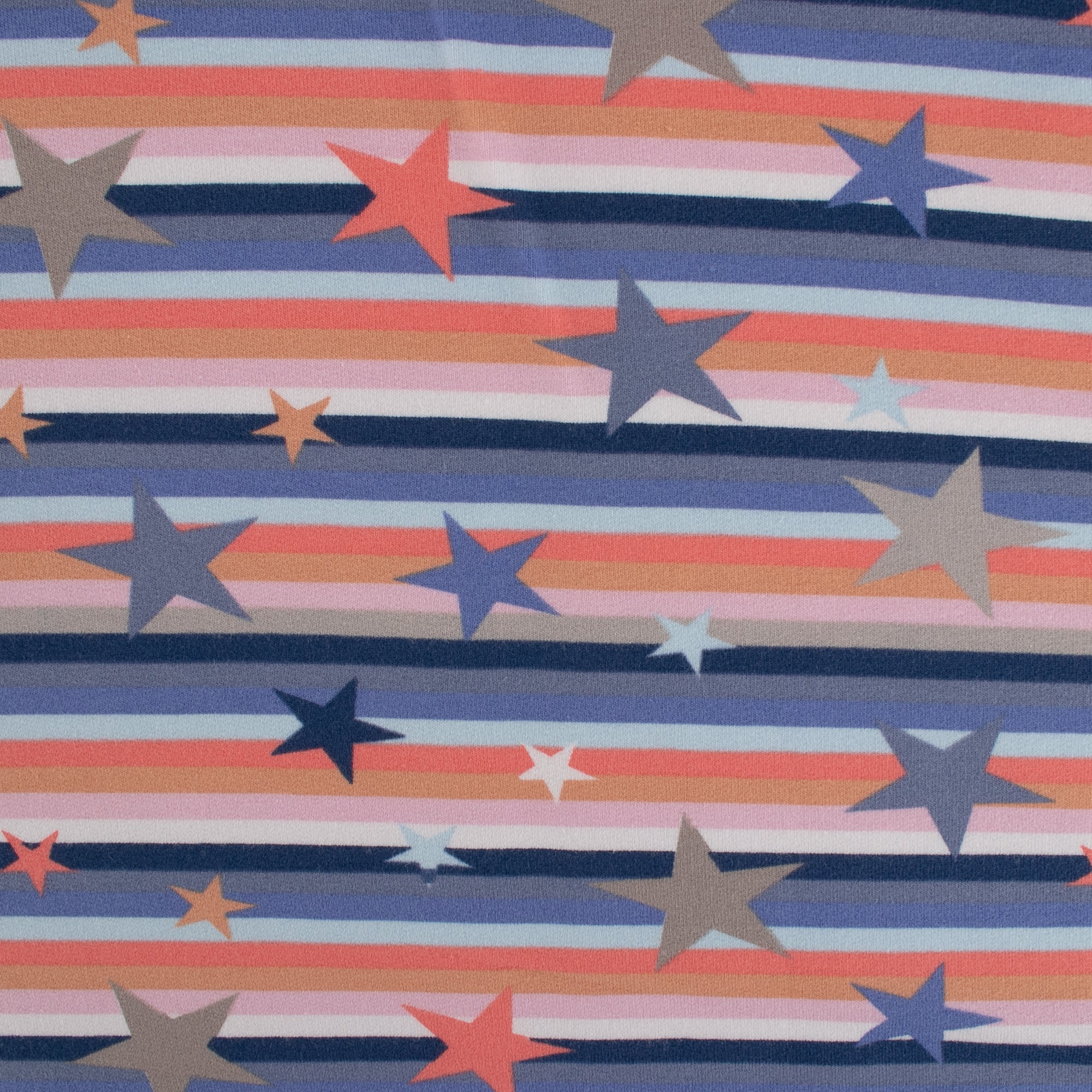 EUROPEAN - Cotton French Terry Print - Stars - Orange