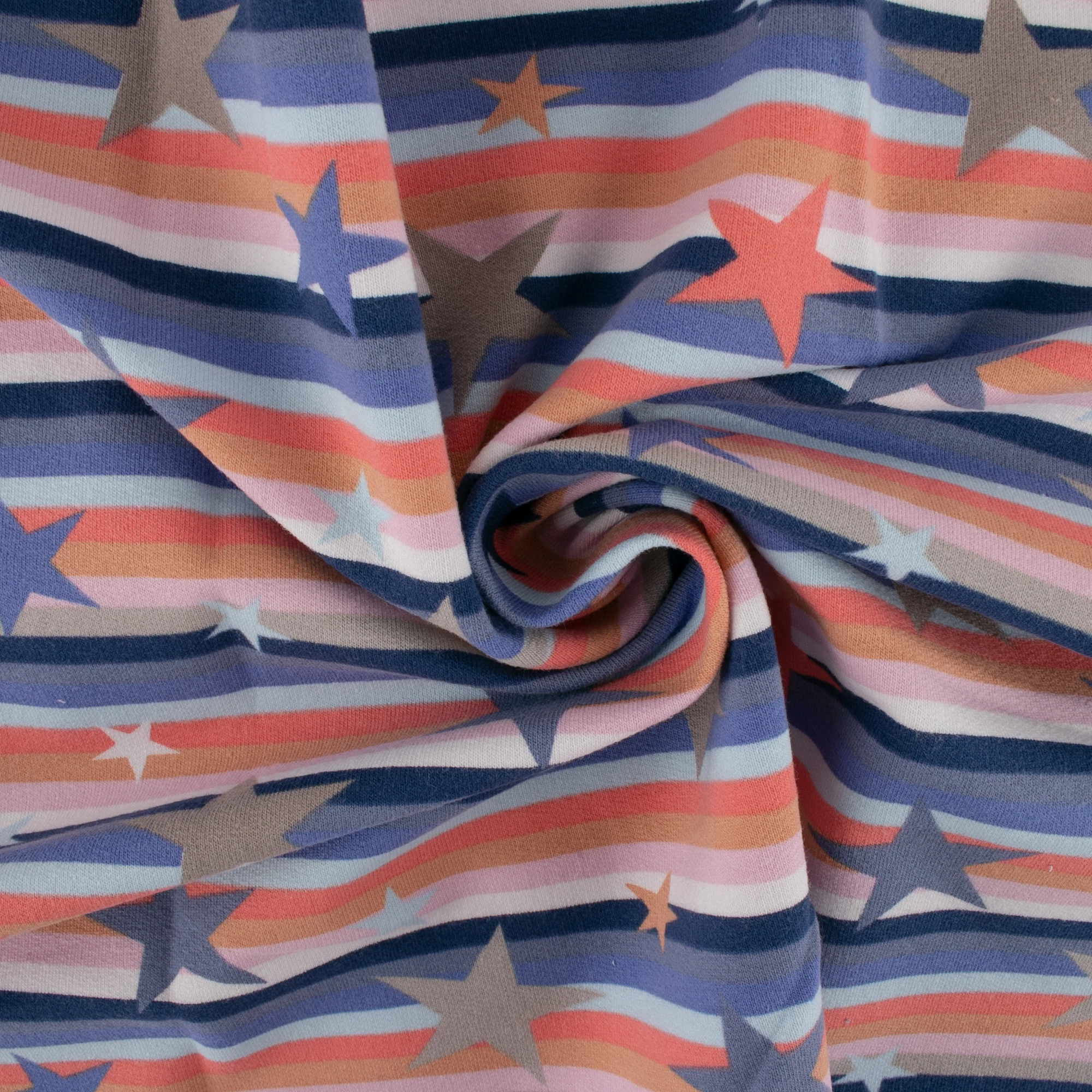 EUROPEAN - Cotton French Terry Print - Stars - Orange - Image 2