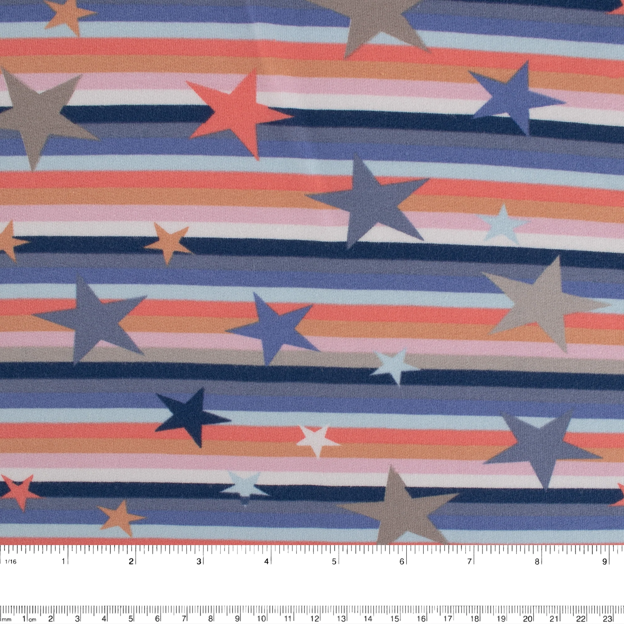 EUROPEAN - Cotton French Terry Print - Stars - Orange - Image 3