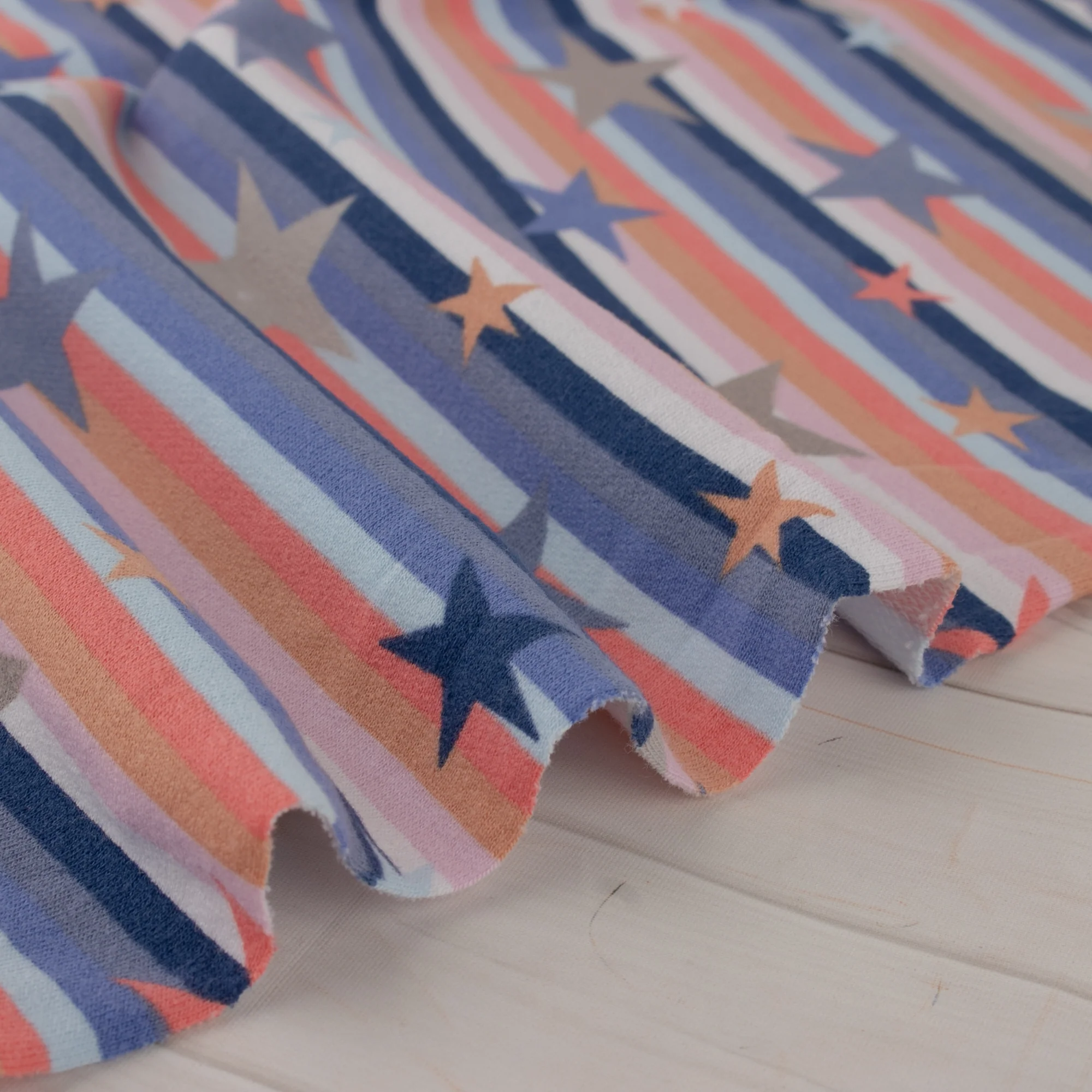 EUROPEAN - Cotton French Terry Print - Stars - Orange - Image 4