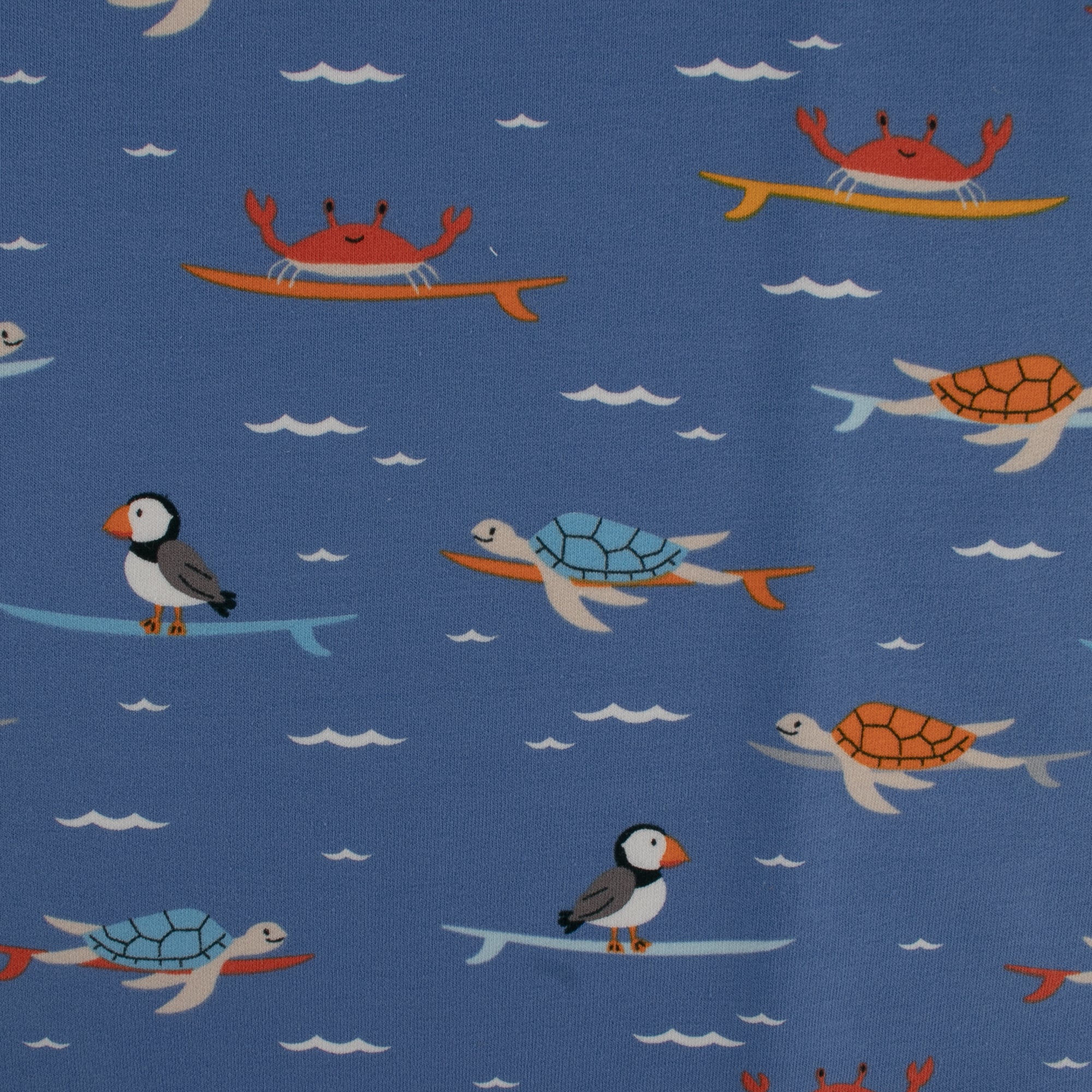EUROPEAN - Cotton French Terry Print - Turtles - Blue