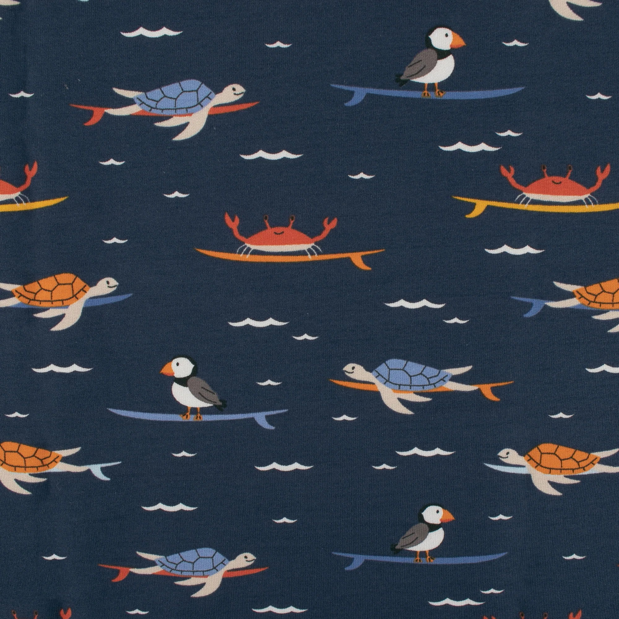 EUROPEAN - Cotton French Terry Print - Turtles - Navy