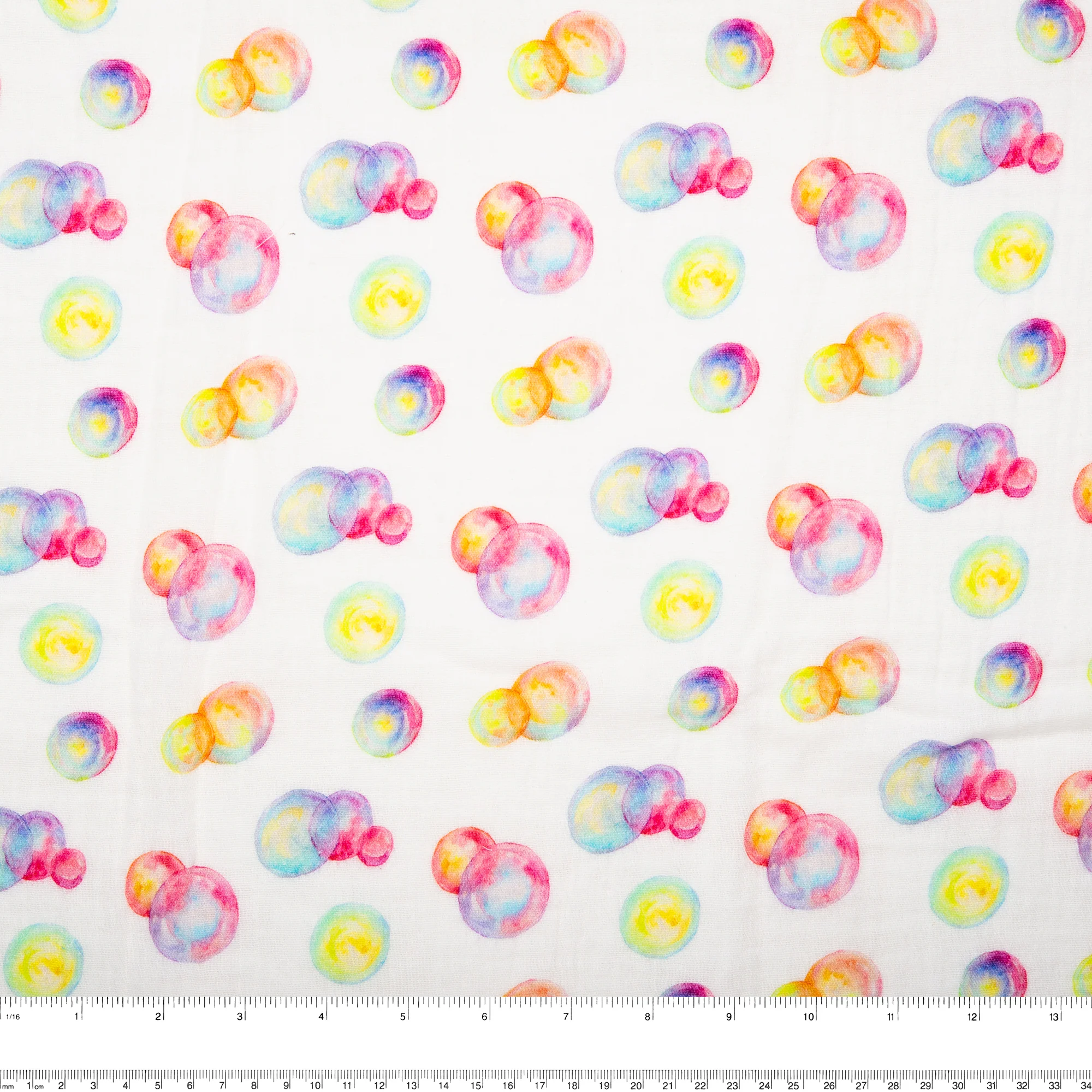 EUROPEAN Digital printed double gauze - Bubbles - Pink / Yellow - Image 3