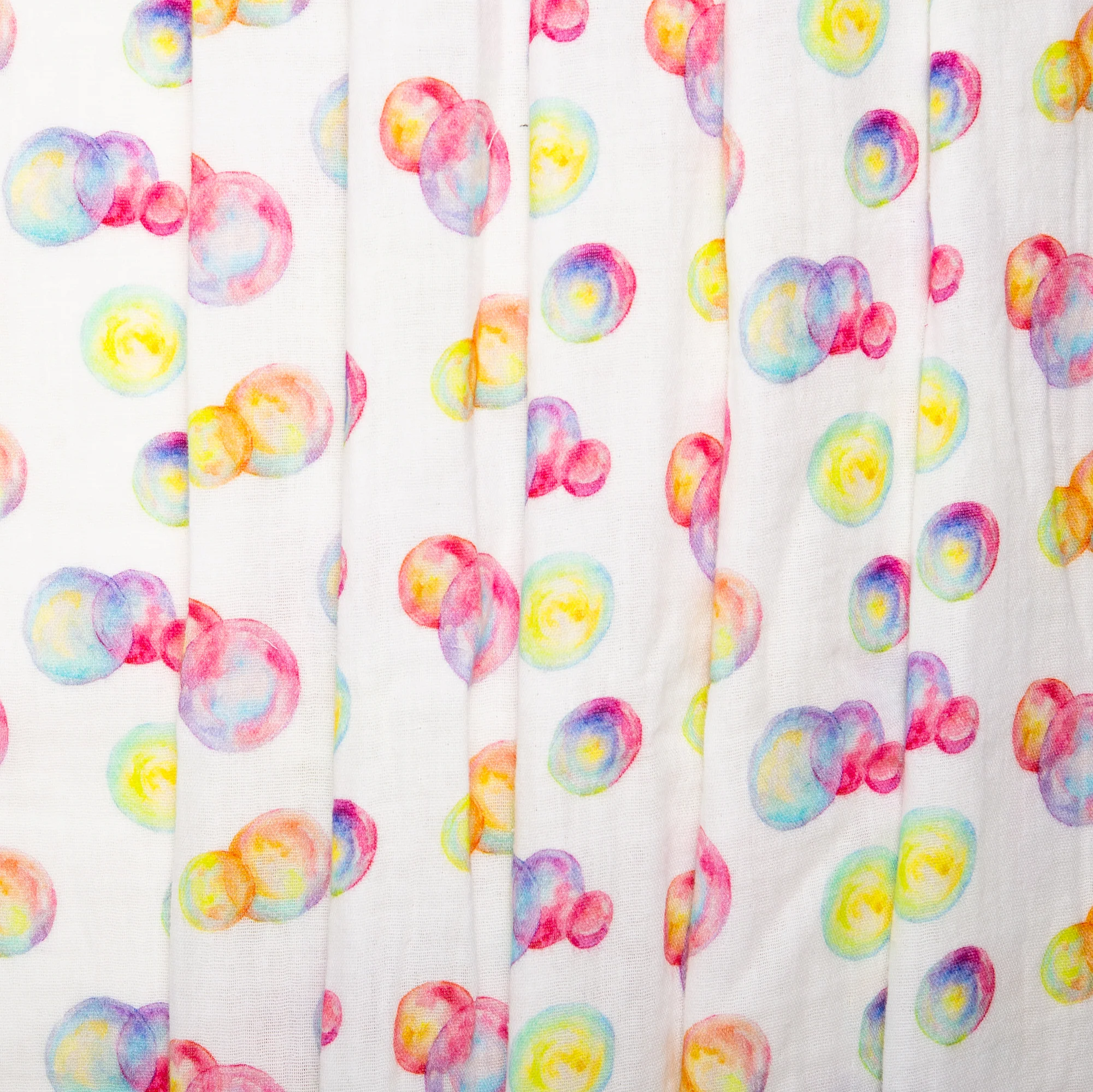 EUROPEAN Digital printed double gauze - Bubbles - Pink / Yellow - Image 4