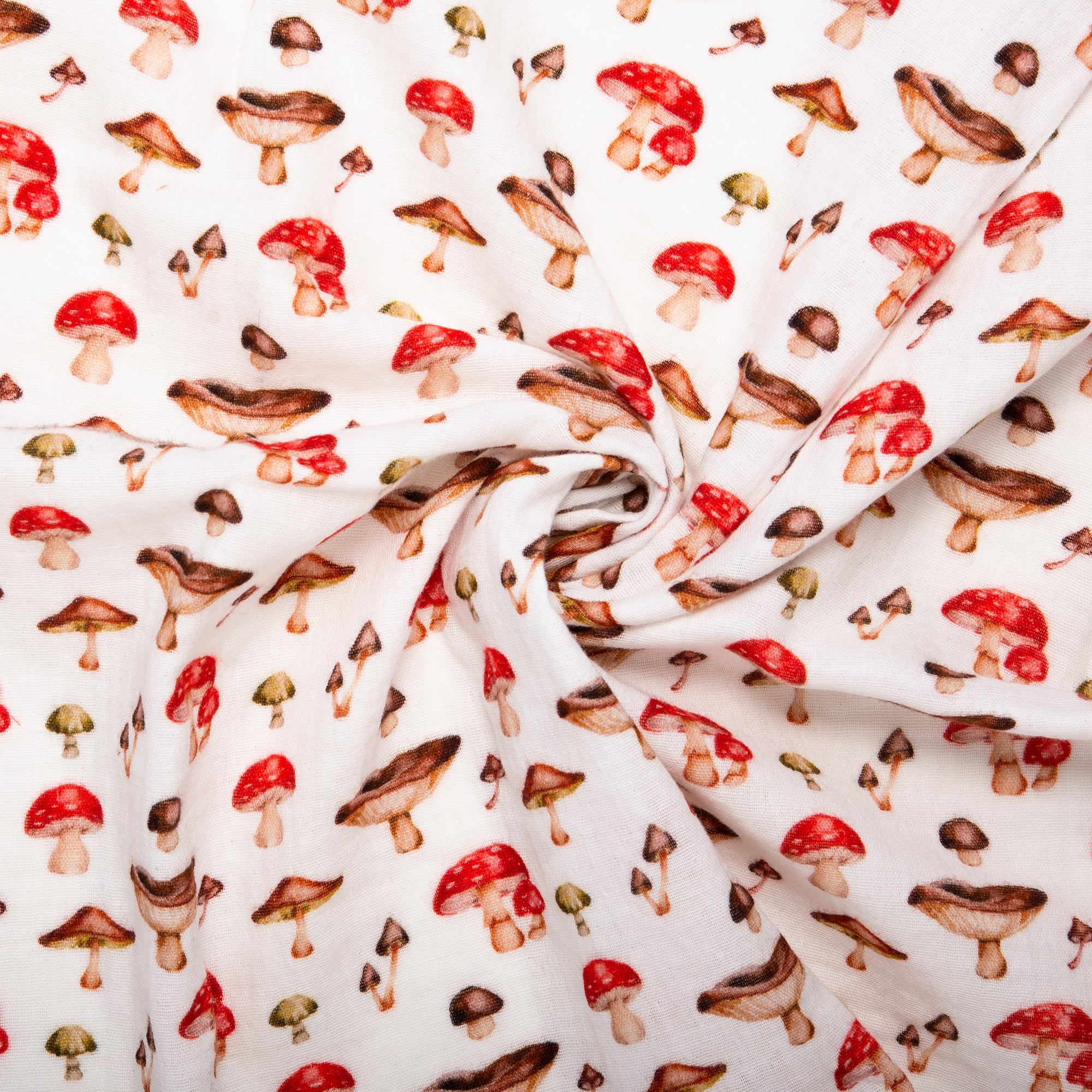 EUROPEAN Digital printed double gauze - Mushroom - Red - Image 2