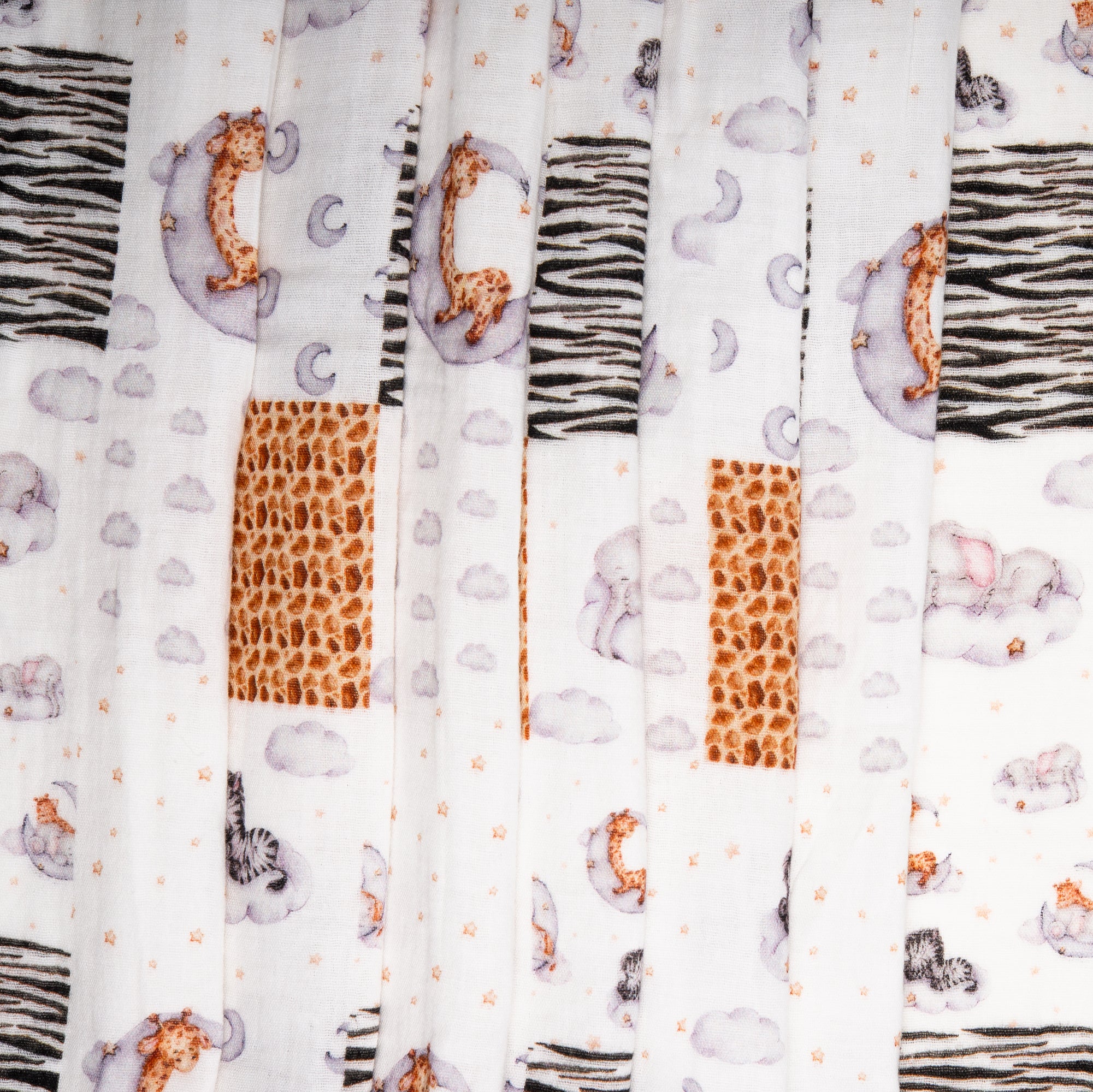 EUROPEAN Digital printed double gauze - Patchwork Zebra - White - Image 4