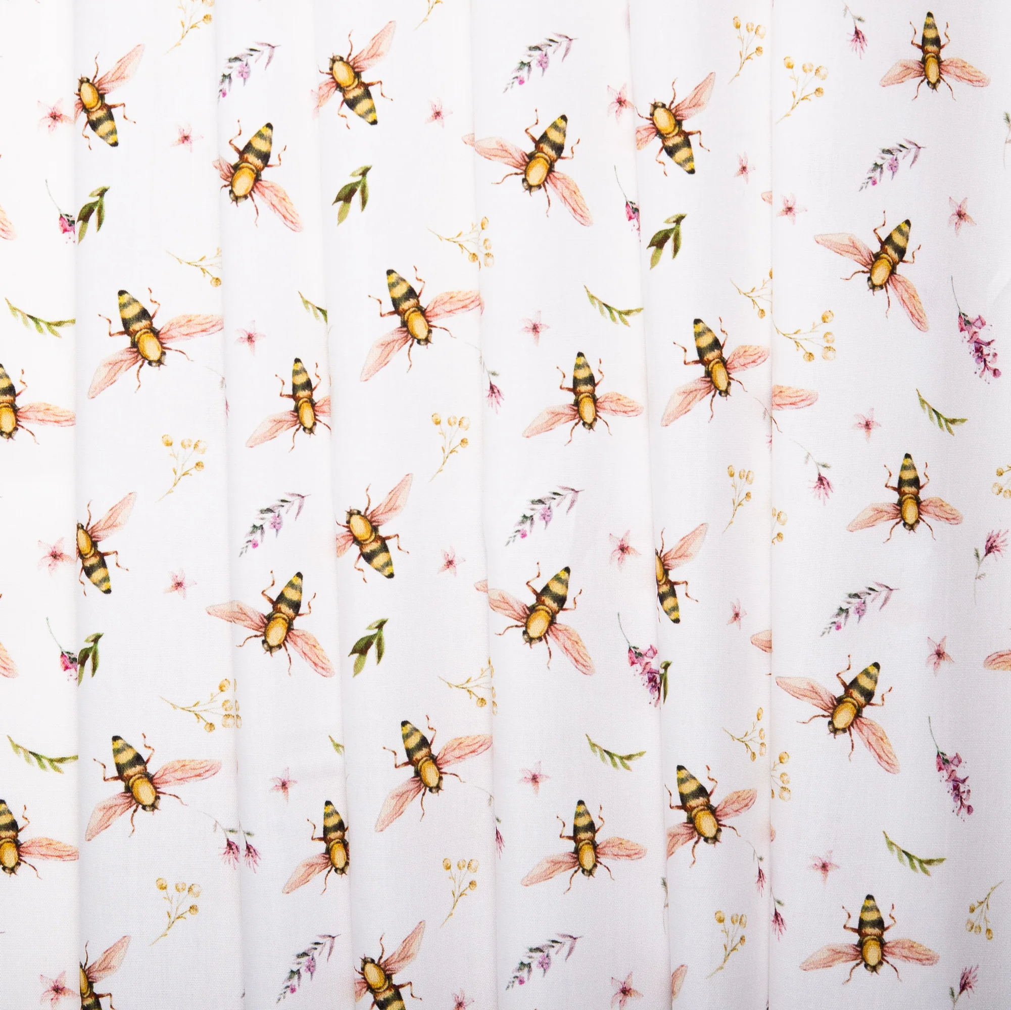 EUROPEAN Digital printed poplin - Bees - White - Image 4
