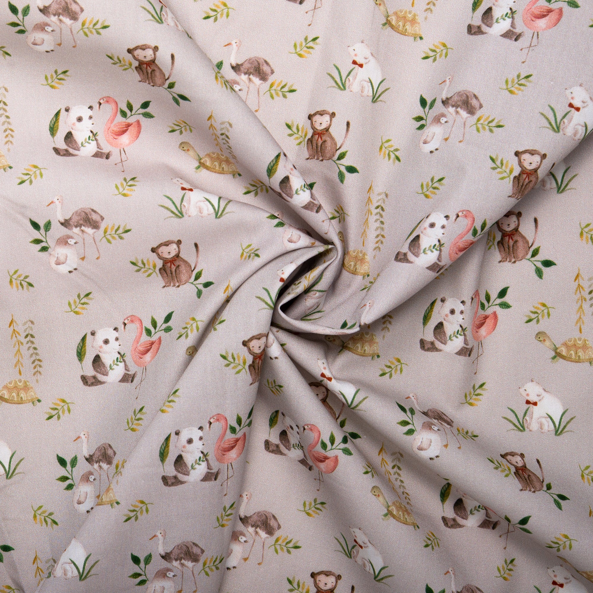 EUROPEAN Digital printed poplin - Monkeys - Grey - Image 2
