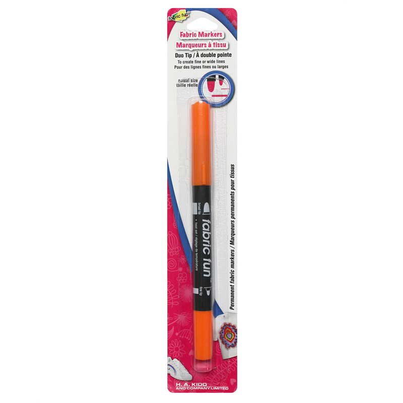 FABRIC FUN Dual Tip Fabric Marker - Fluorescent Orange - Image 2
