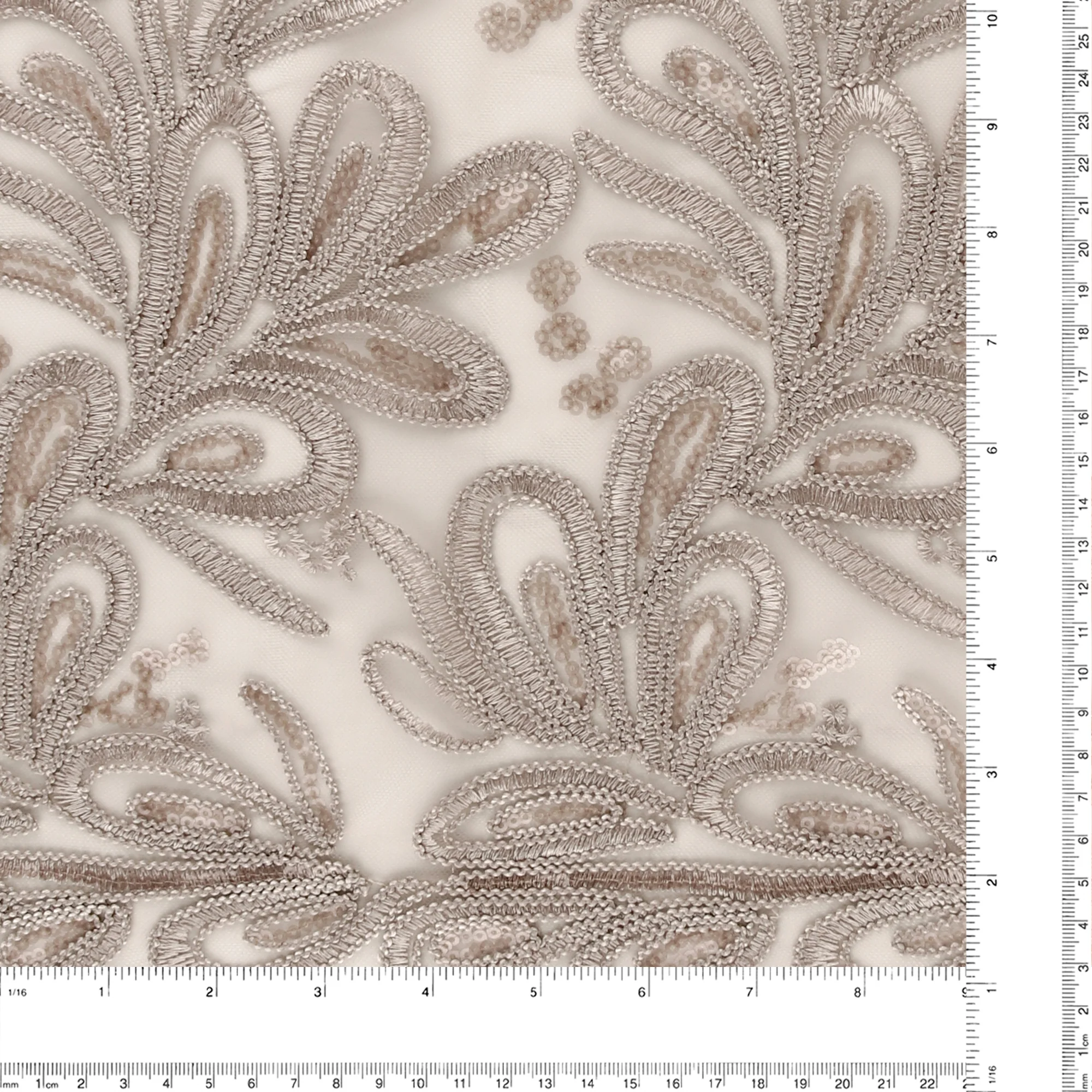 FANCY Embroidered Mesh - 006 - Light Taupe - Image 3
