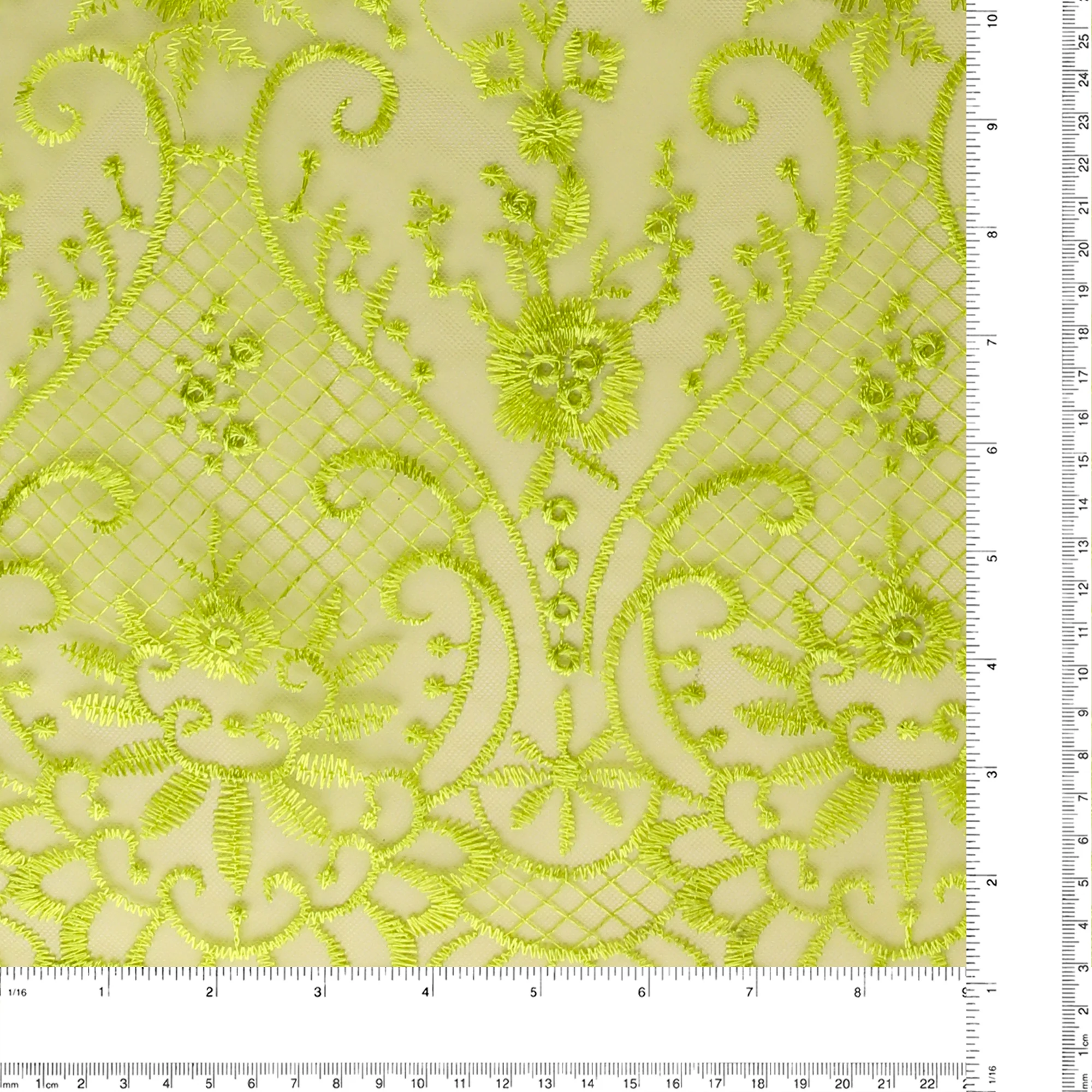 FANCY Embroidered Mesh - 009 - Lime - Image 3