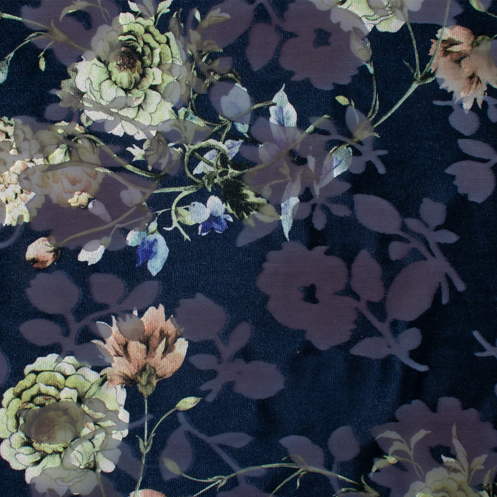 Fashion Velvet - Peony - Navy